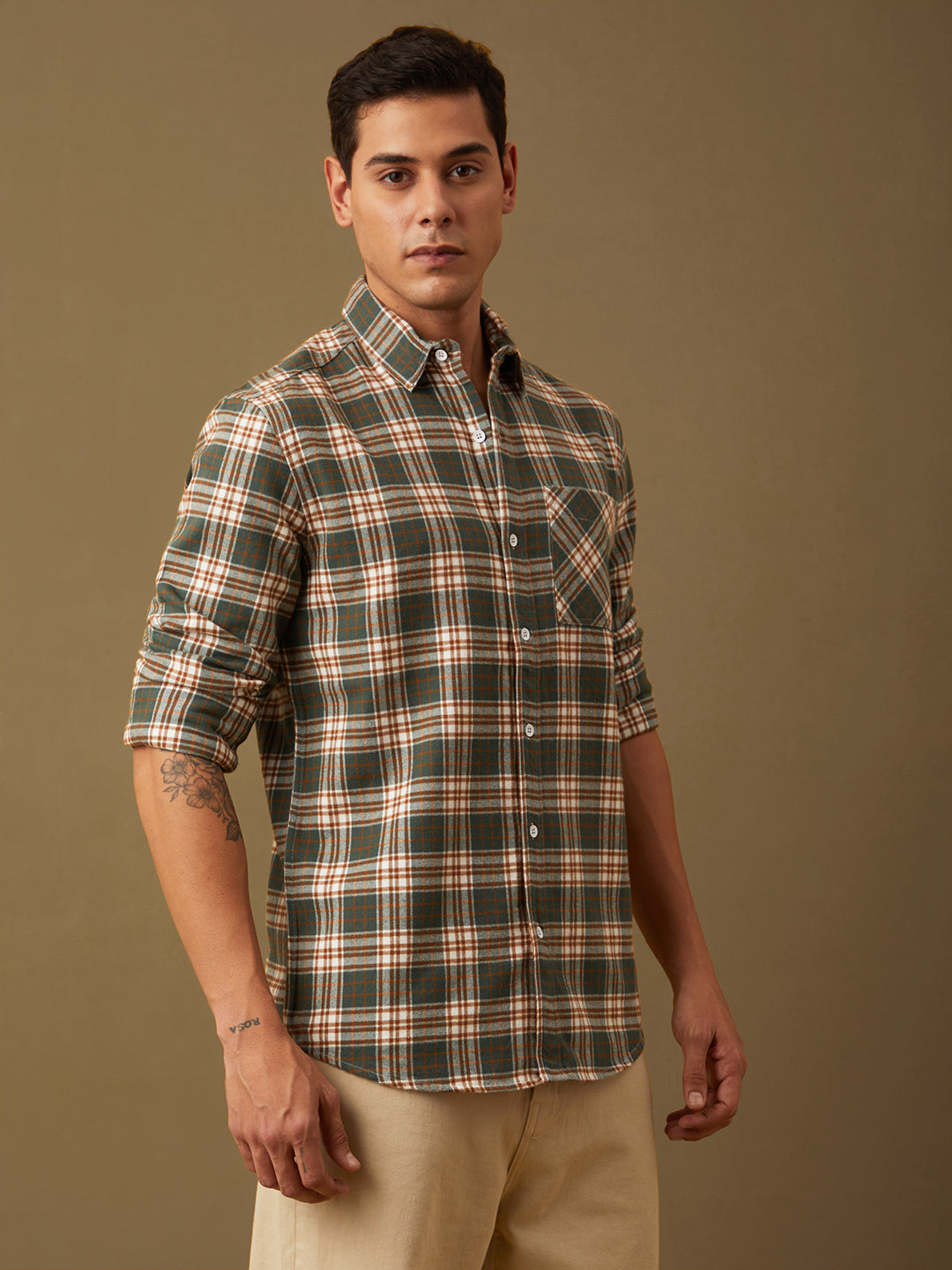 Men Checked Full Sleeve Shirt With Pocket