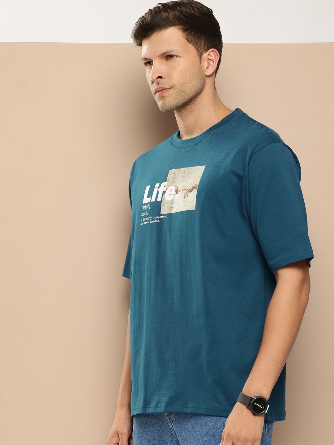 Mens Half Sleeve Round Neck Oversized Fit T-Shirts