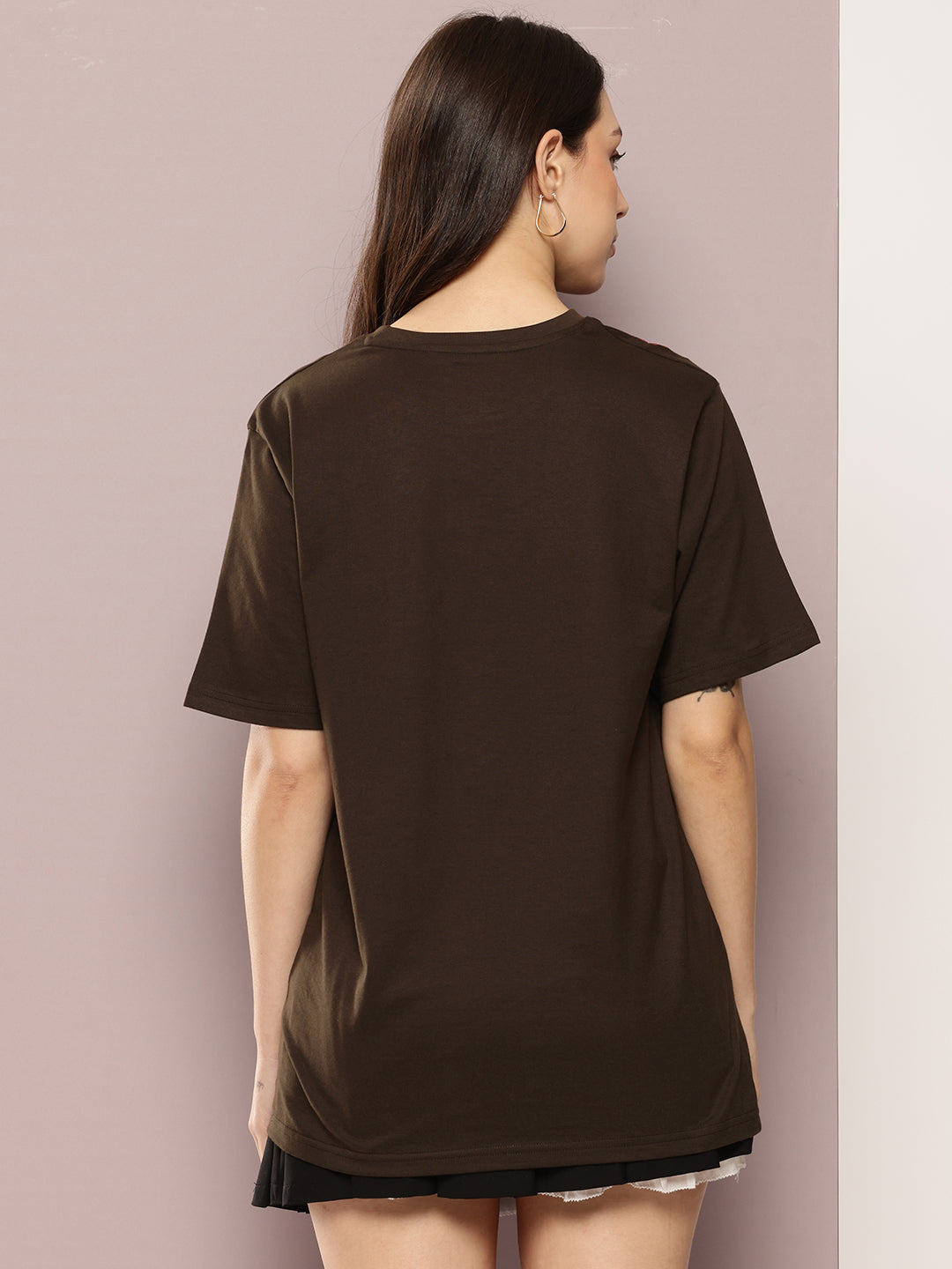 Womens Half Sleeve Round Neck Embroidered Oversized Fit Tshirts