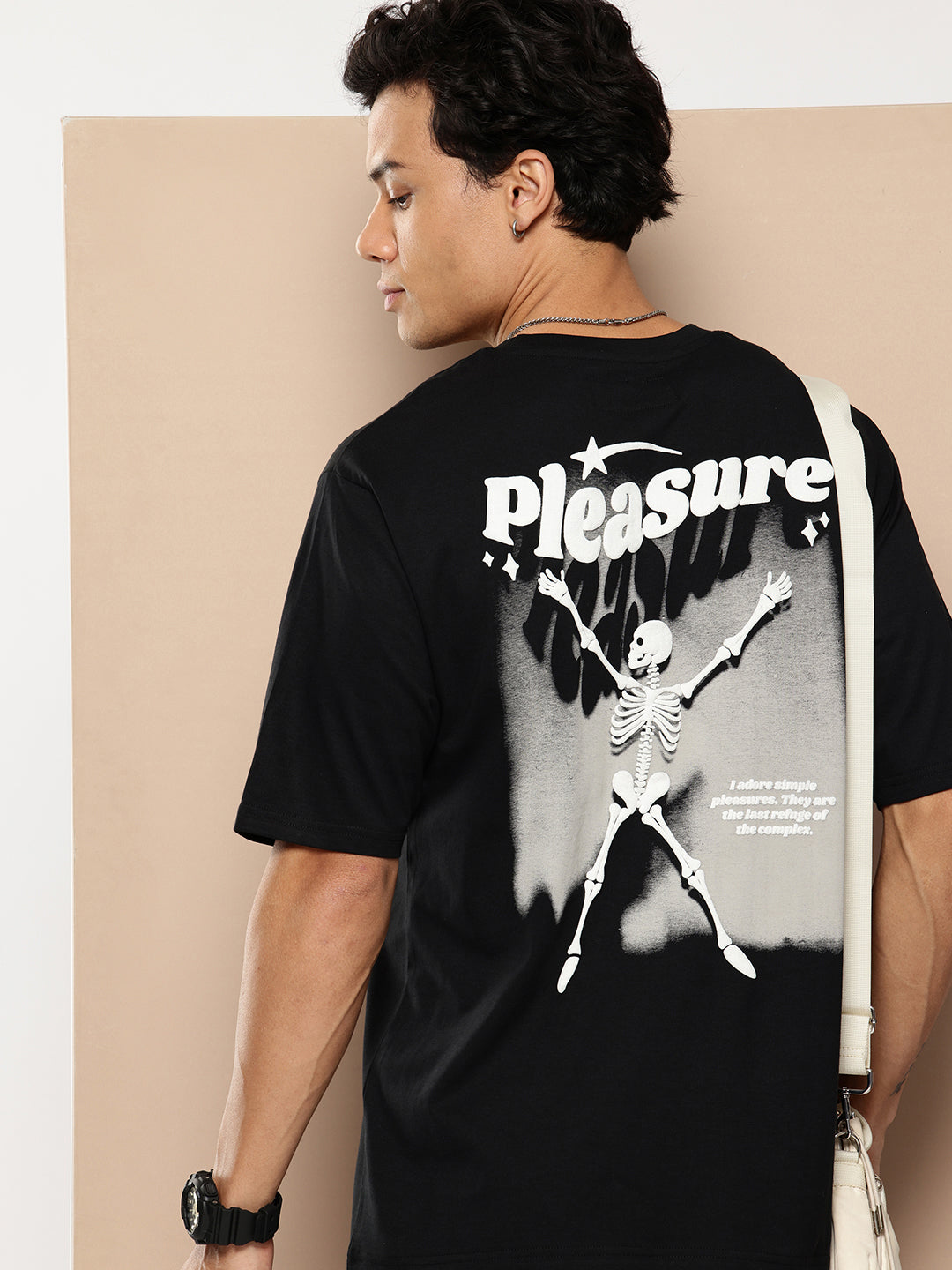Mens Half Sleeve Round Neck Back Printed Oversized Fit Tshirts