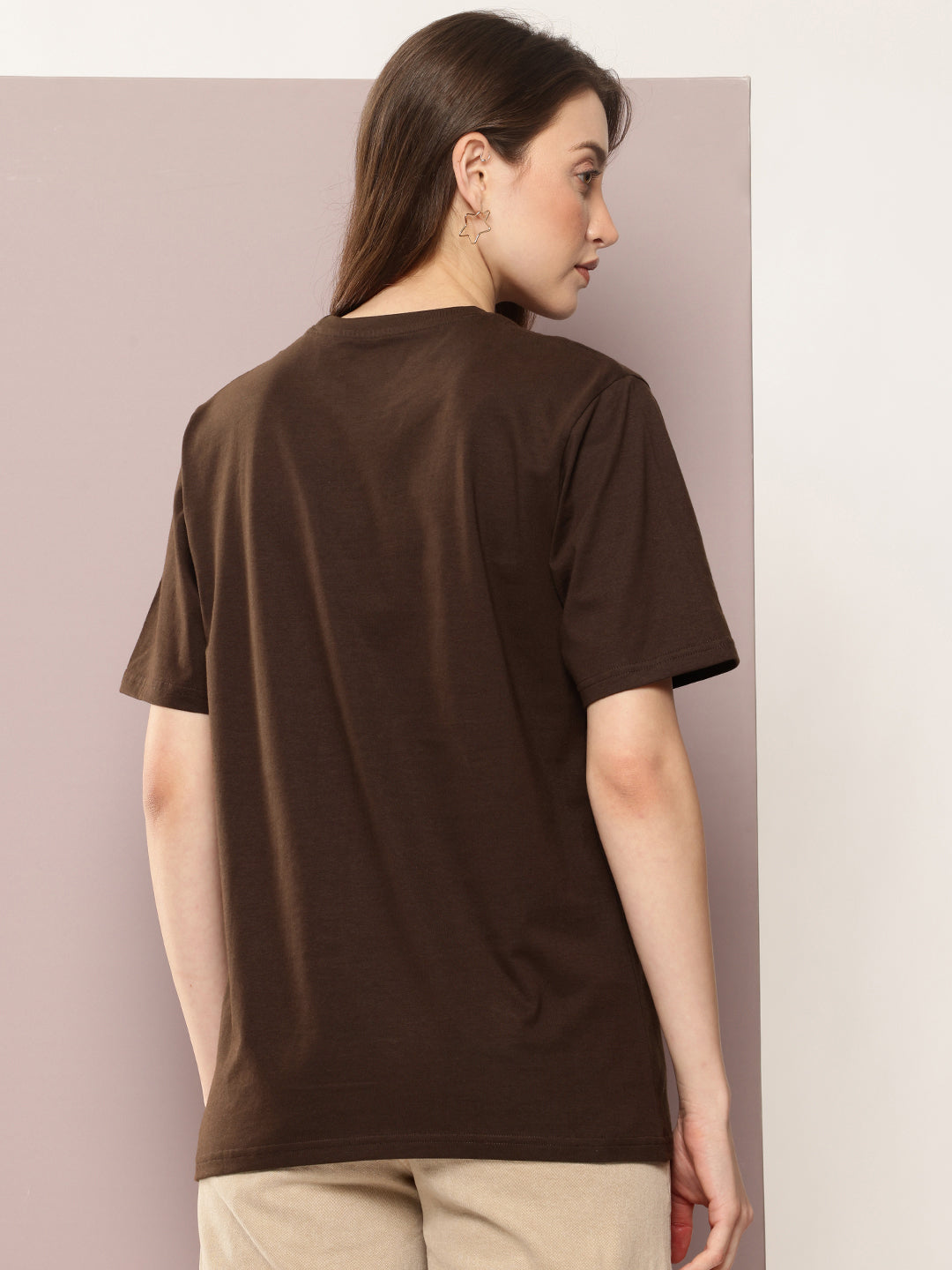 Womens Half Sleeve Round Neck Puff Print Oversized Fit Tshirts