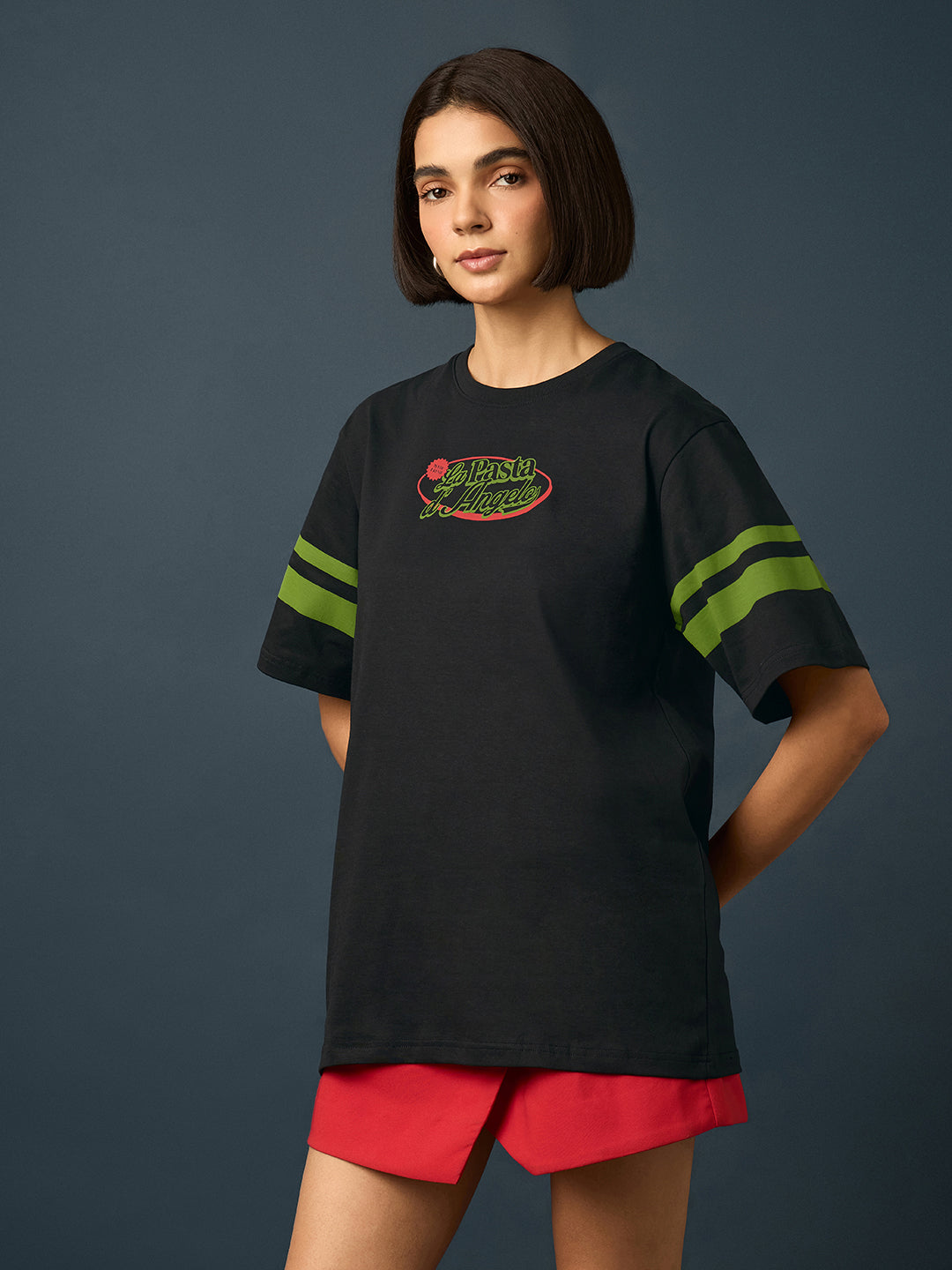 Womens Short Sleeve Printed Oversized Fit Tshirt 