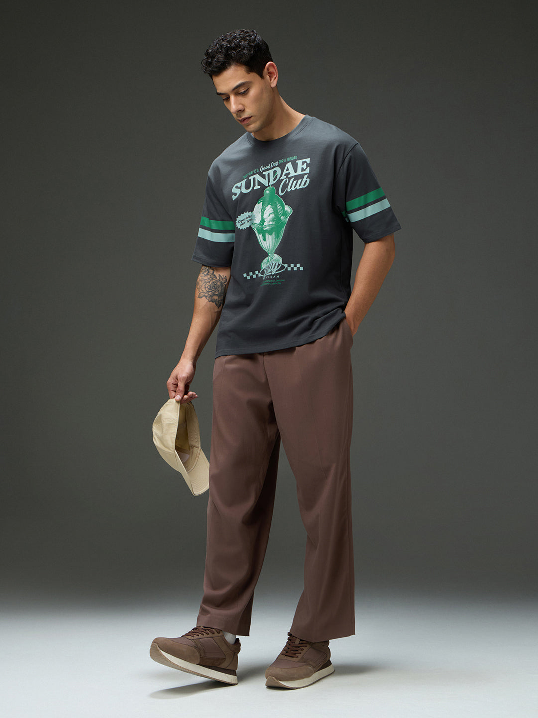 Mens Round Neck Half Sleeve Printed Oversized Fit Tshirt