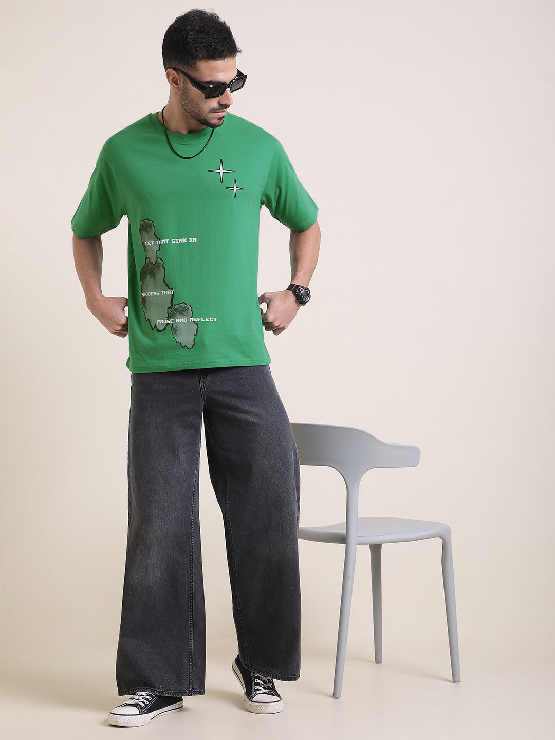 Mens Half Sleeve Round Neck Printed Oversized Fit Tshirts