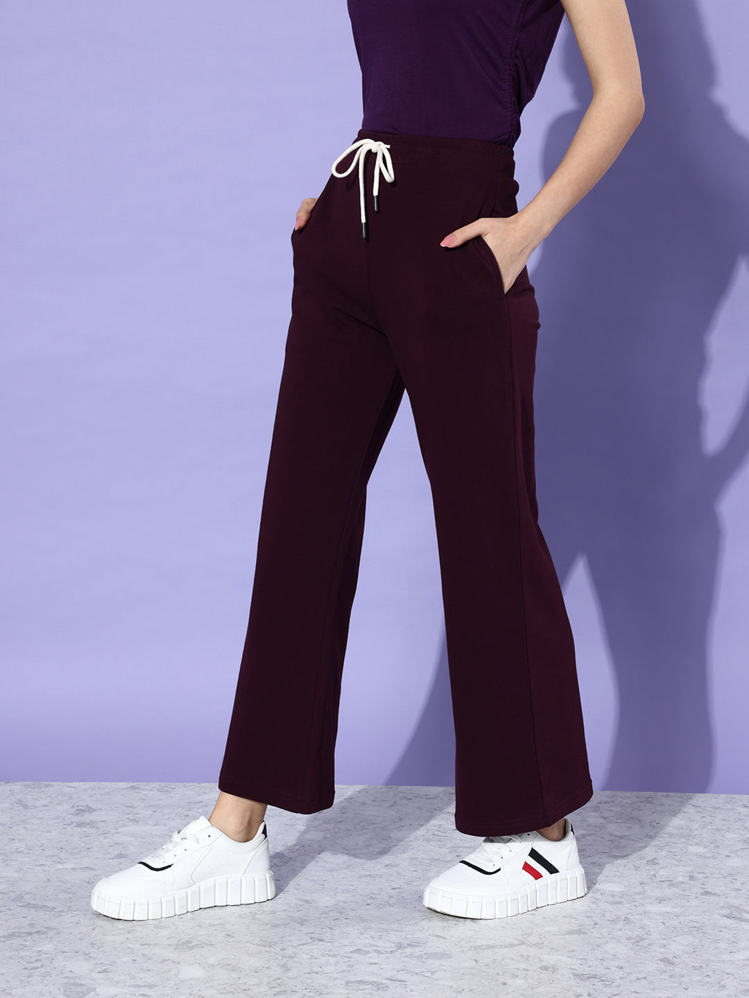 Women Solid Relaxed Fit Track Pant
