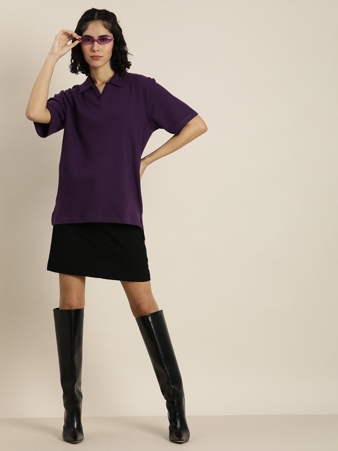 Womens Half Sleeve Oversized Fit Polo T-Shirts