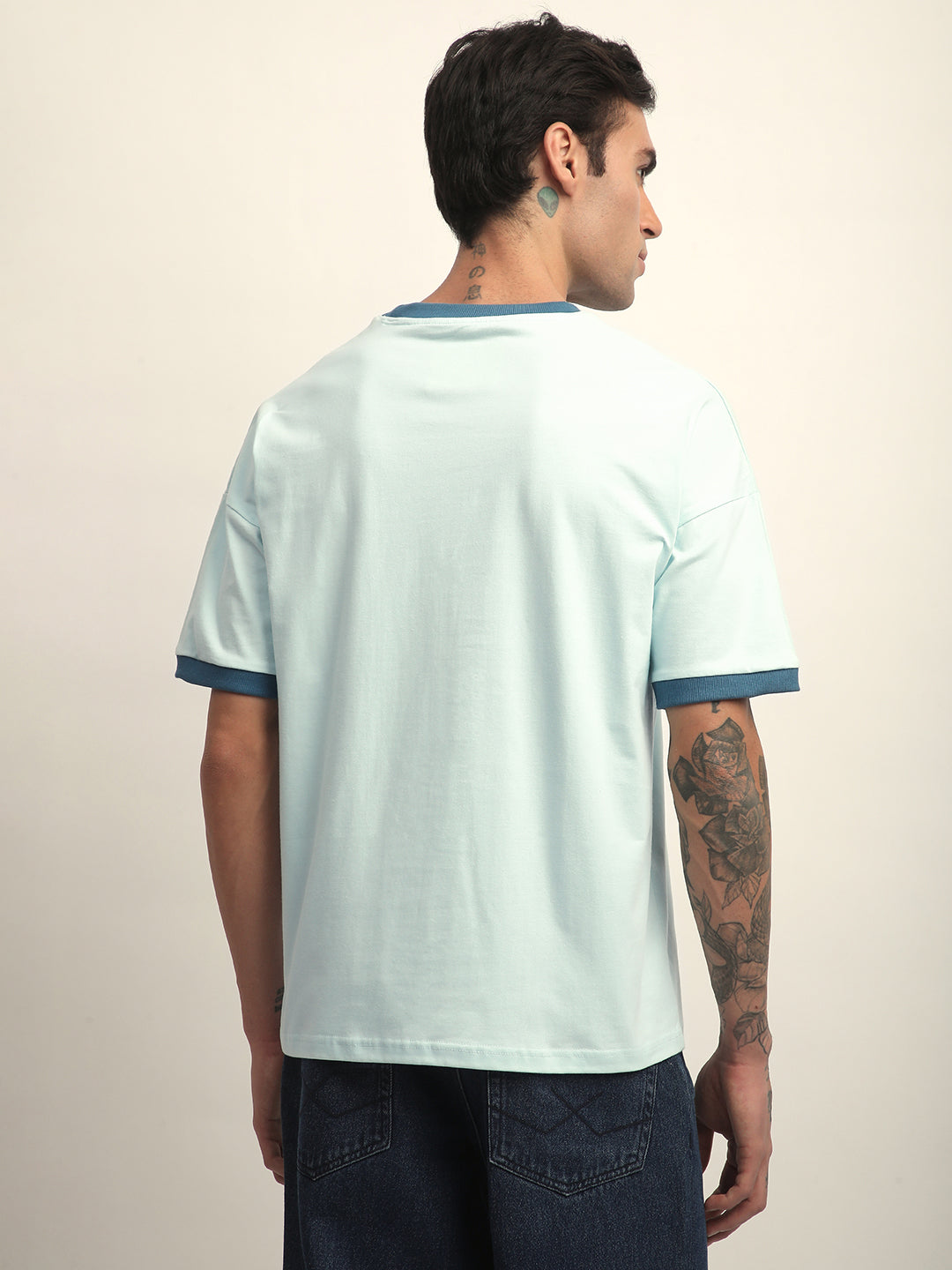 Mens Half Sleeve Drop Shoulder Printed Oversized Fit T-Shirts