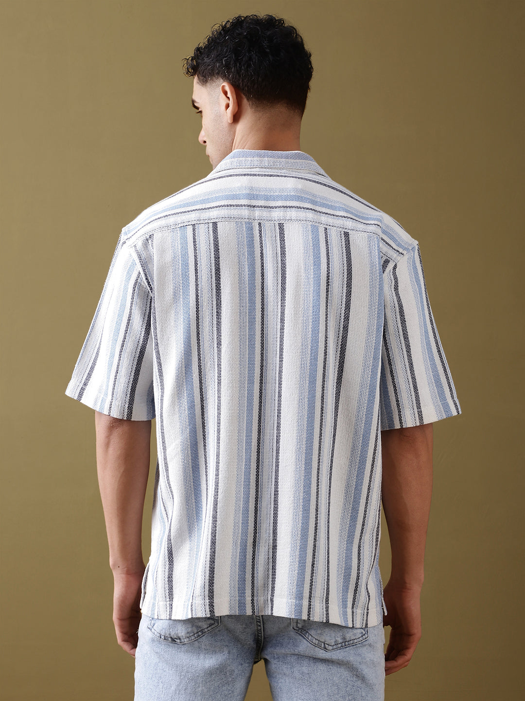 Mens Striped Half Sleeve Shirt