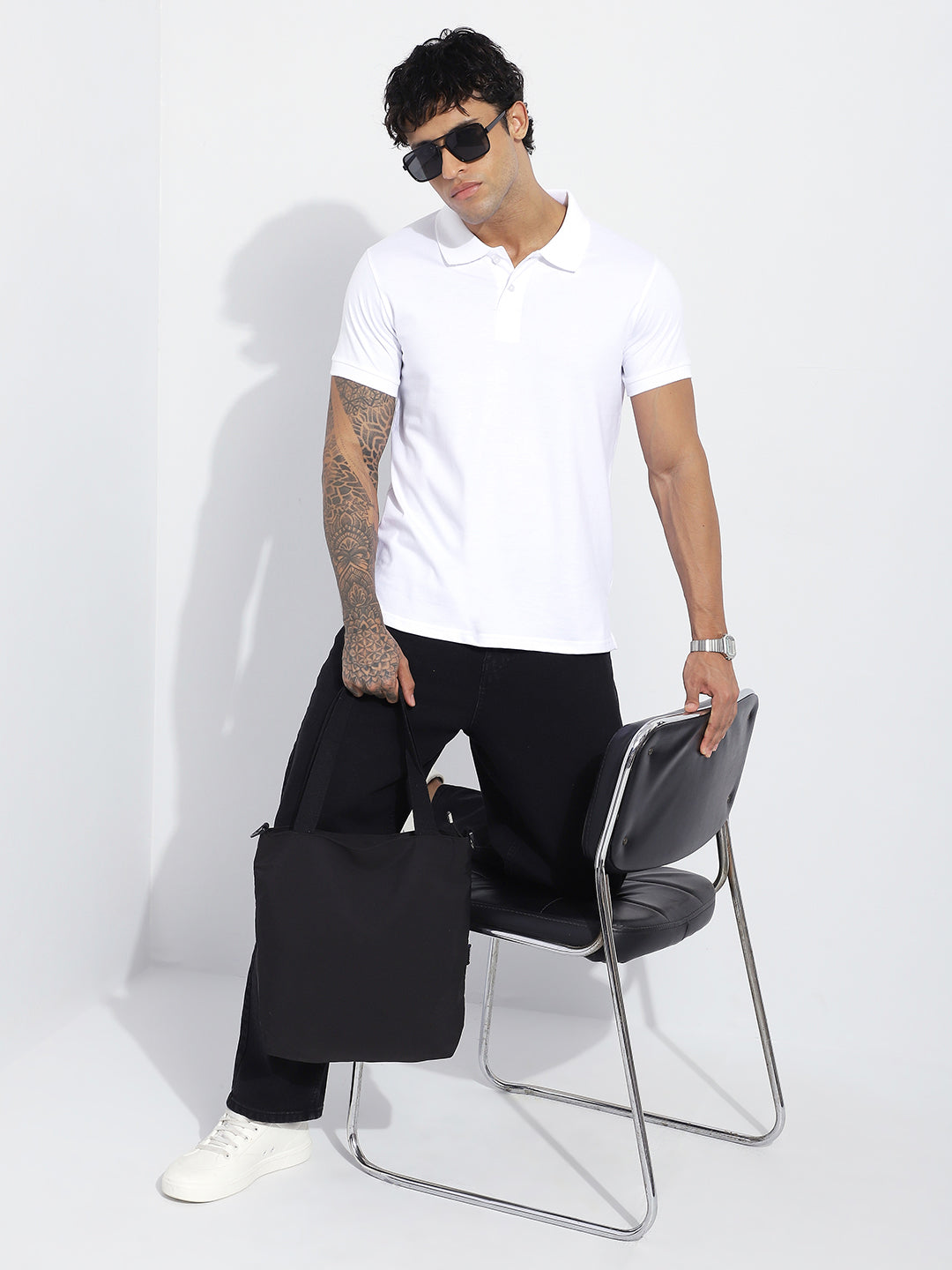 Mens Half Sleeve Polo Neck Solid Regular Fit Tshirts