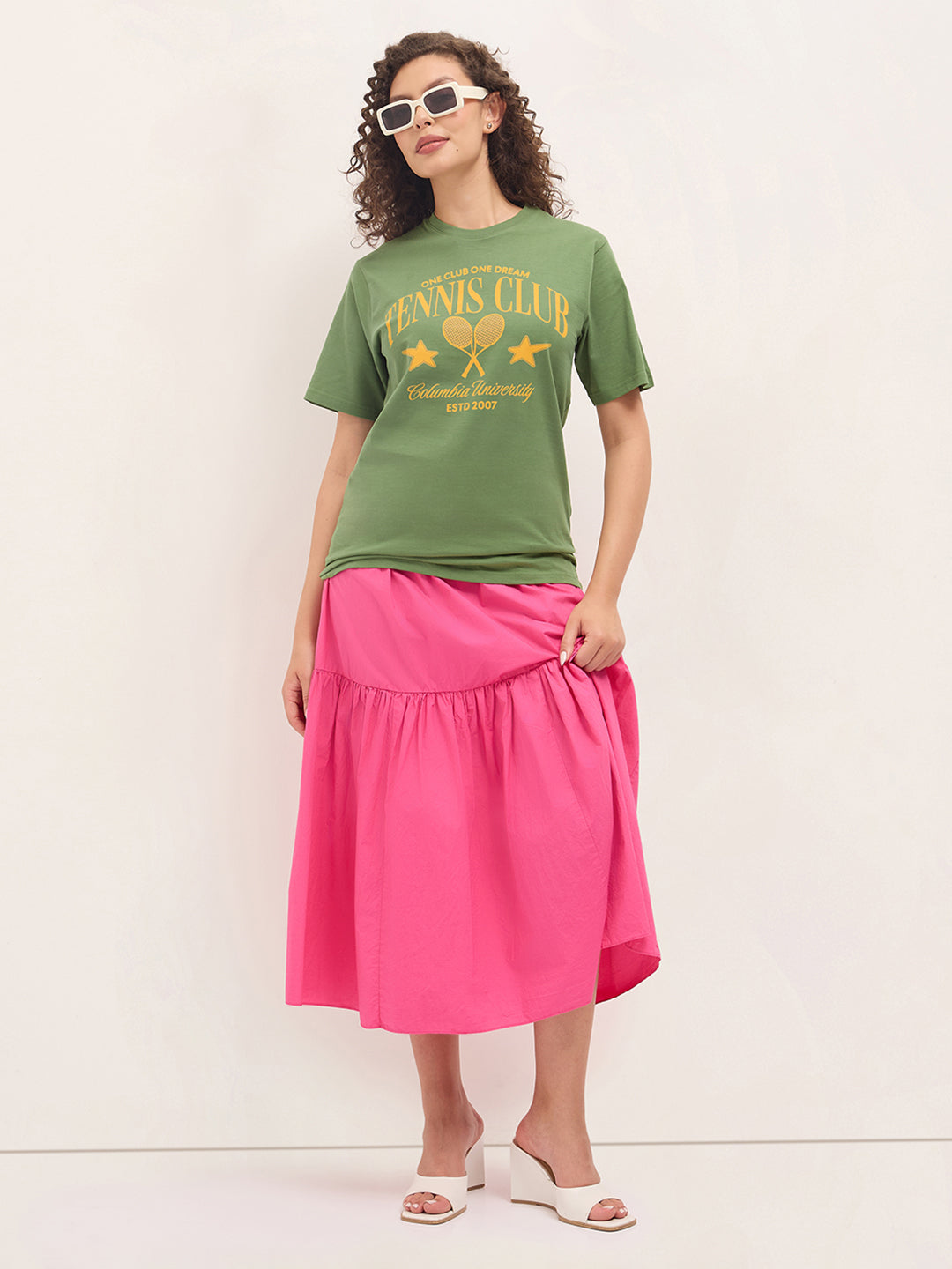 Womens Half Sleeve Round Neck Printed Oversized Fit Tshirts