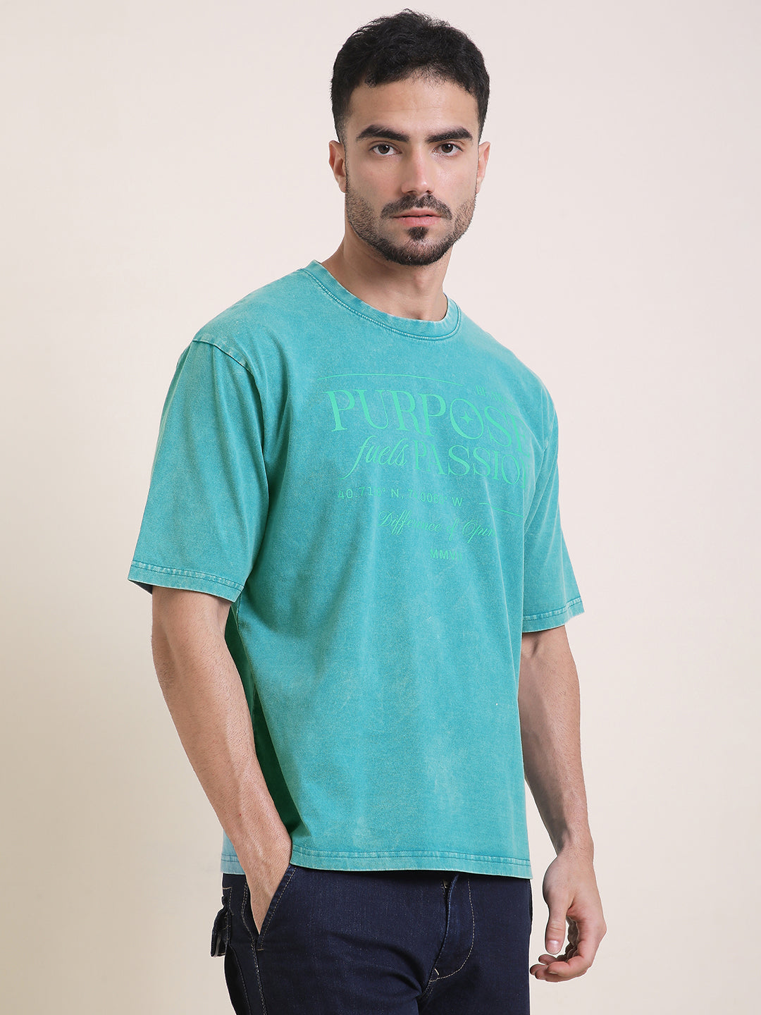Mens Half Sleeve Round Neck Printed Oversized Fit Tshirts
