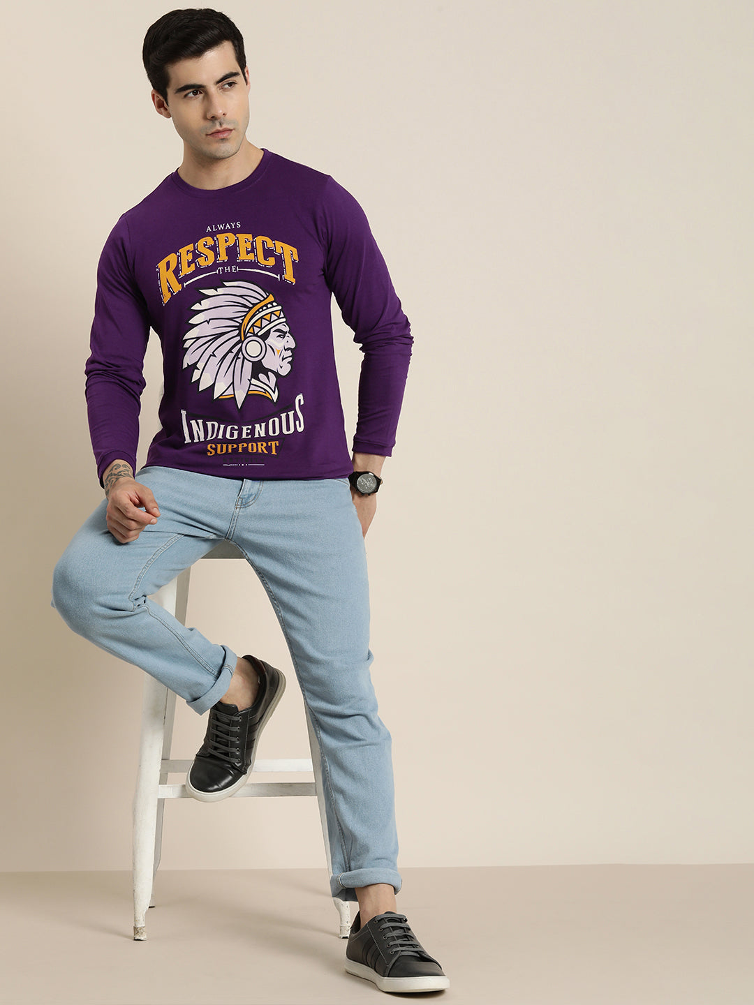 Mens Full Sleeve Round Neck Regular Fit T-Shirts
