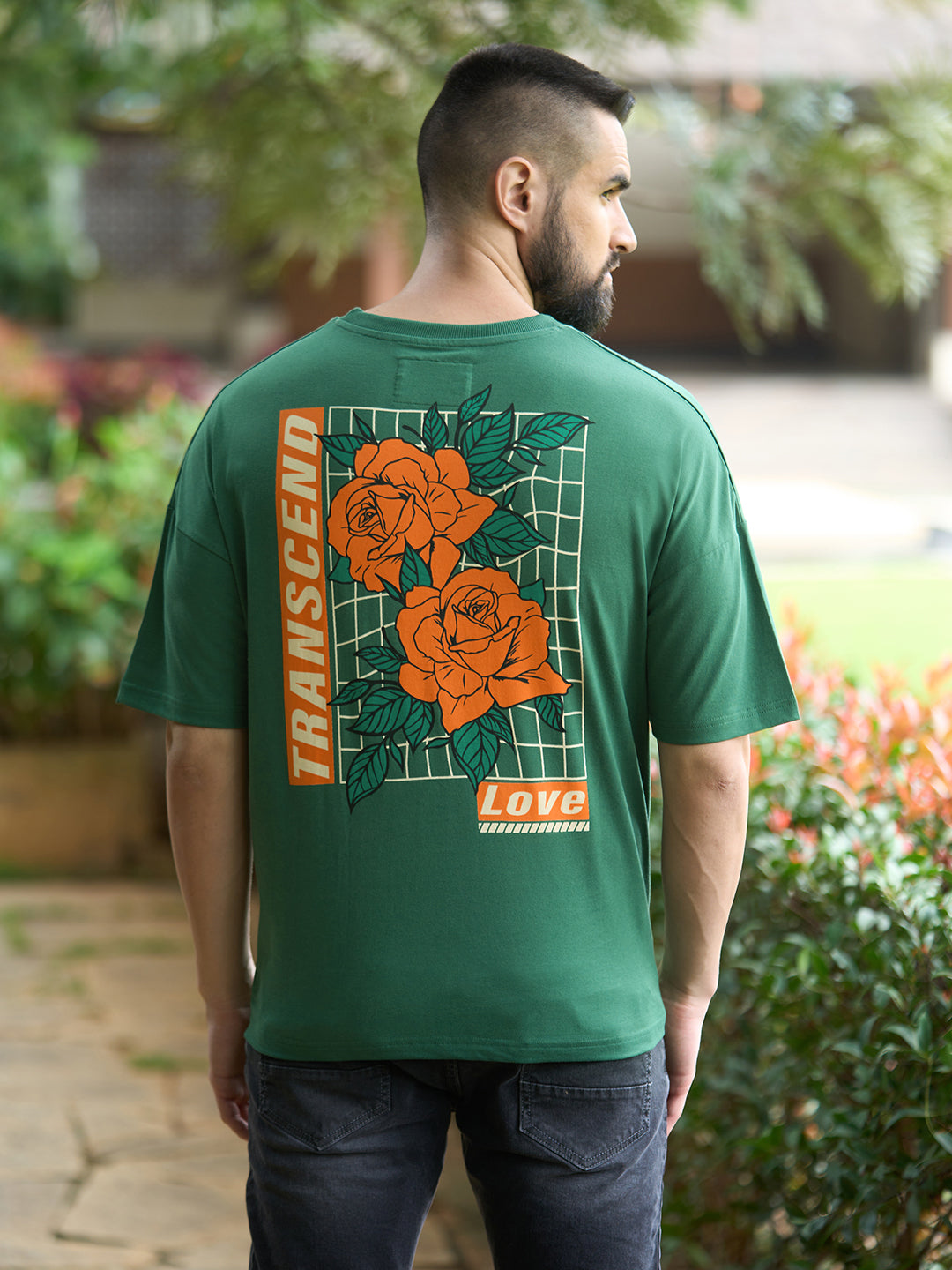 Mens Half Sleeve Drop Shoulder Printed Oversized Fit T-Shirts