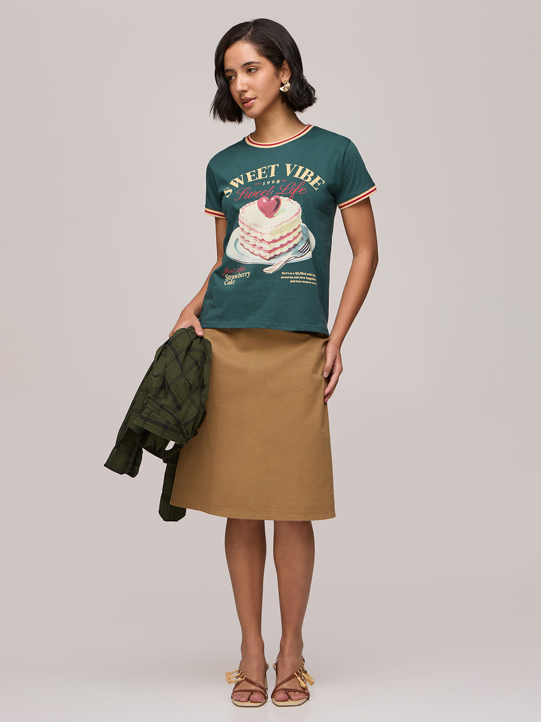 Womens Printed Regular Fit Cotton T-Shirt