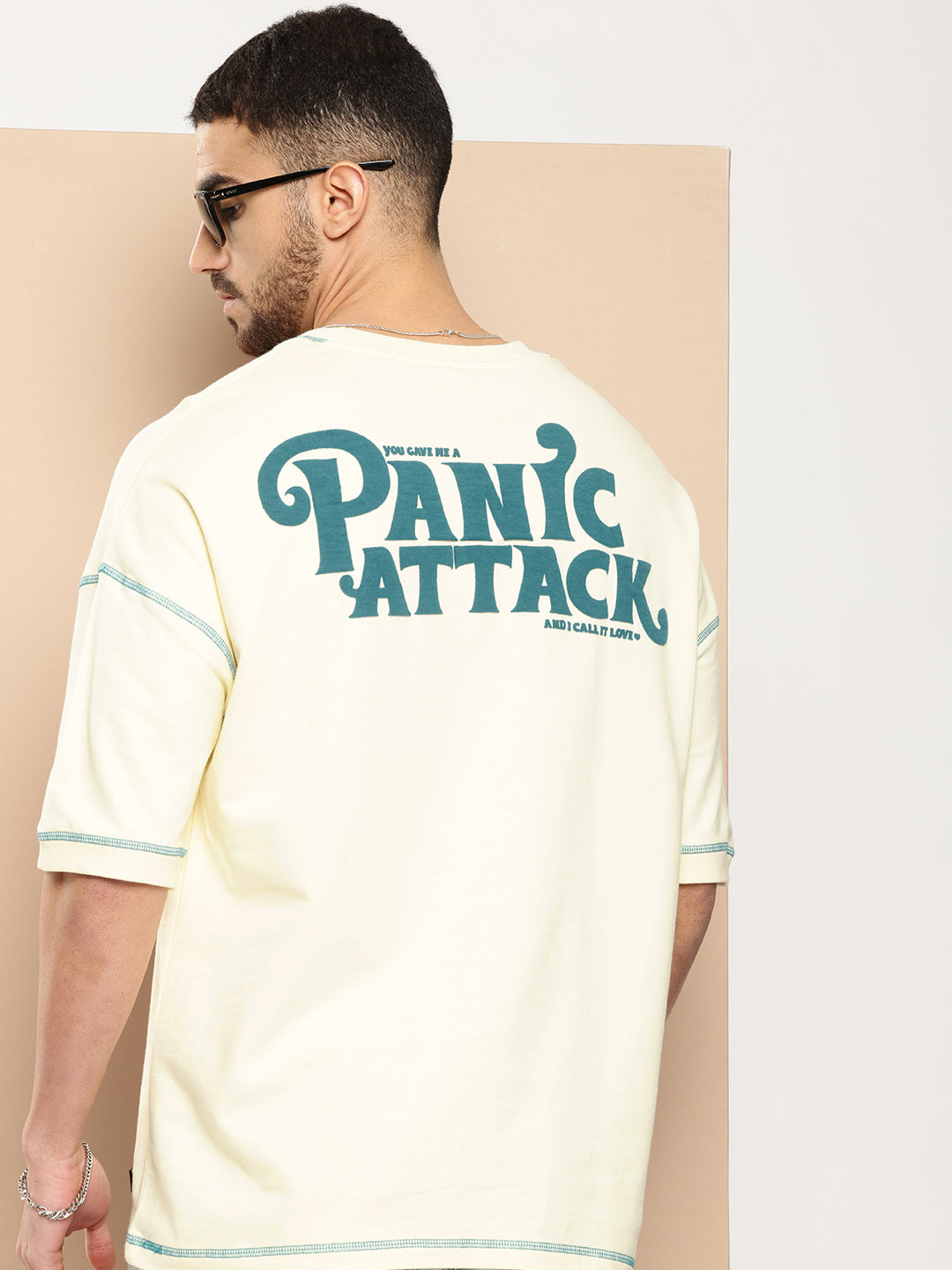 Mens Half Sleeve Round Neck Back Printed Oversized Fit Tshirts