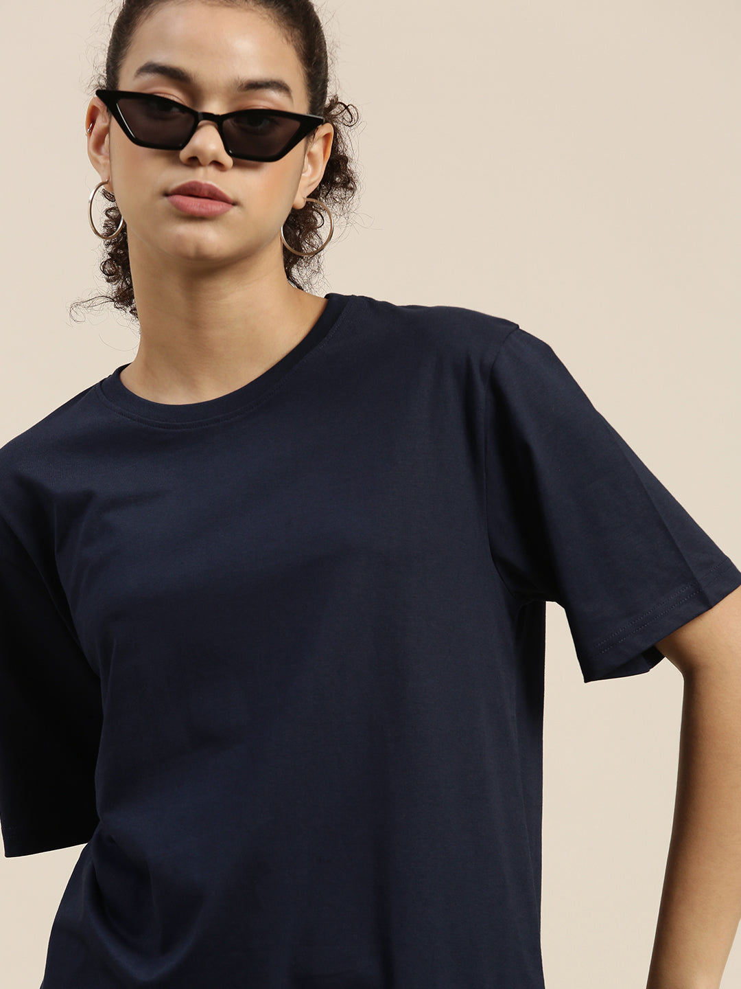 Womens Half Sleeve Round Neck Oversized Fit T-Shirts