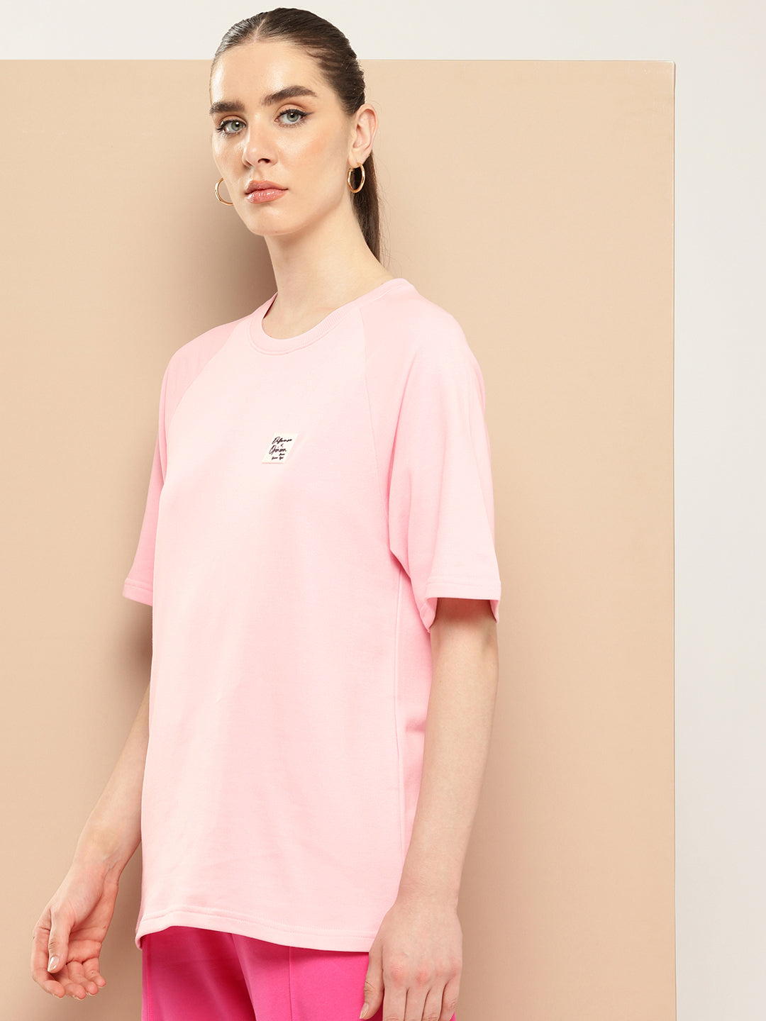 Womens Half Sleeve Round Neck Solid Oversized Fit Tshirts