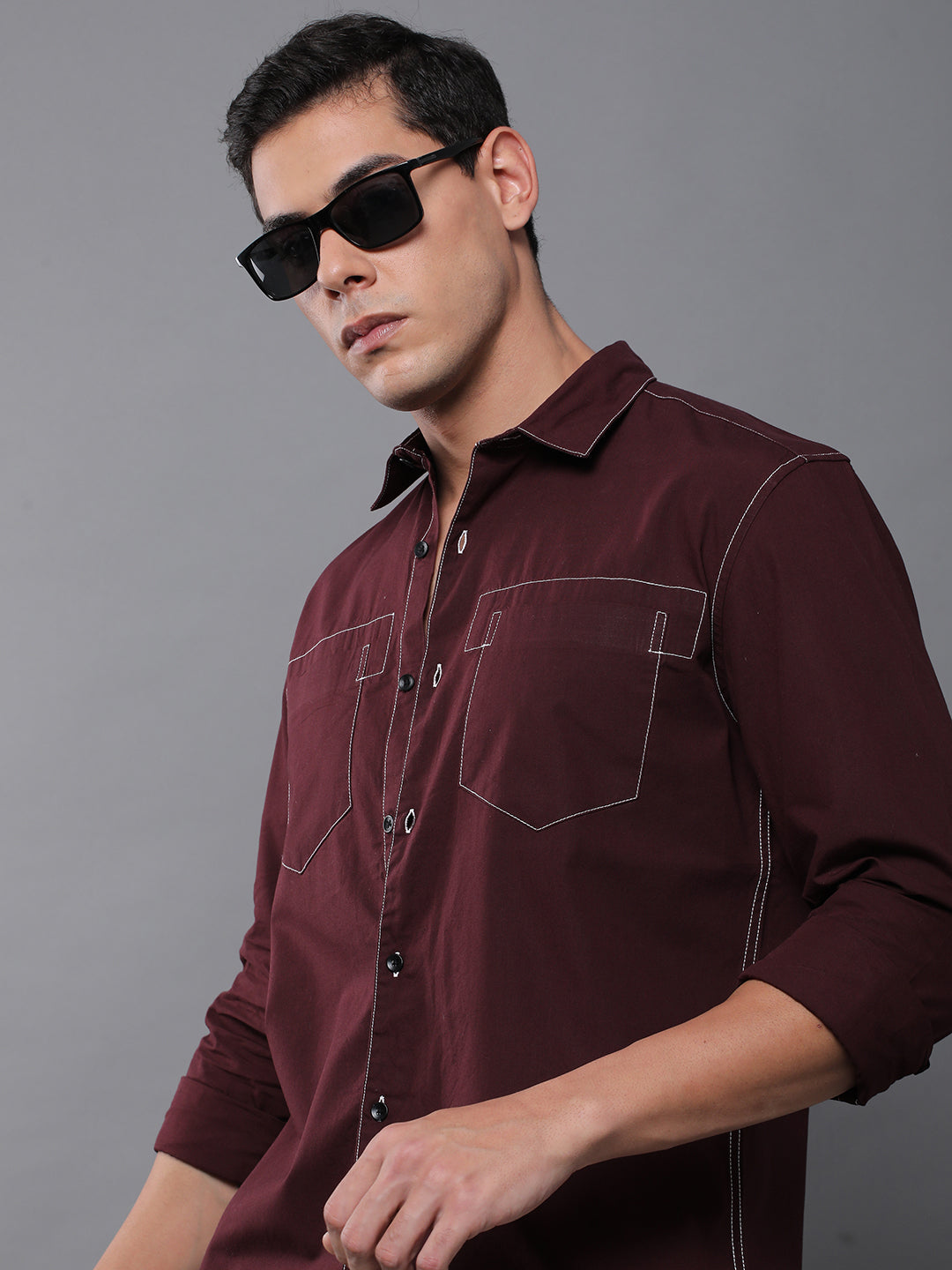 Men Plain Full Sleeve Casual Shirt With Pocket