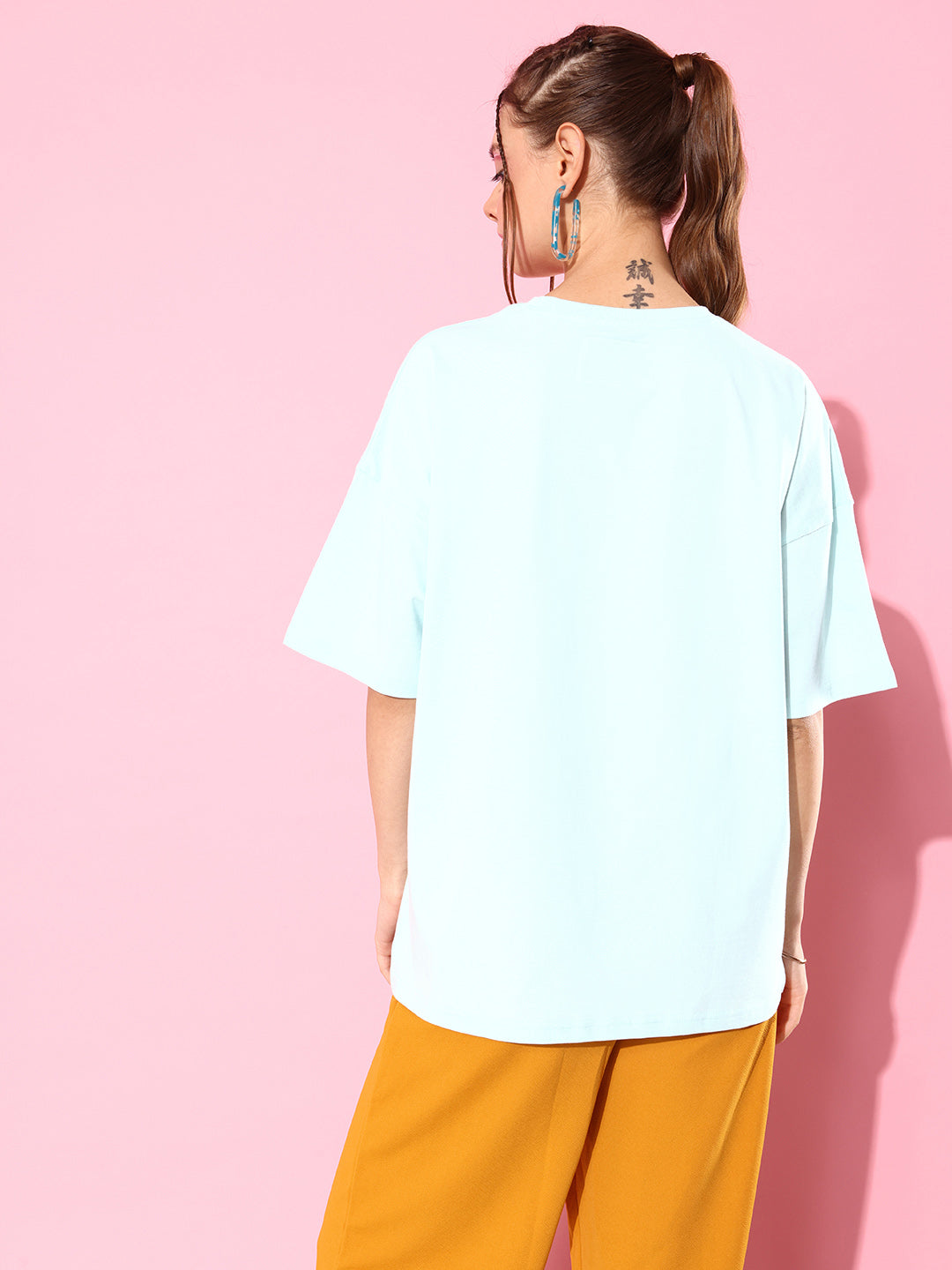 Womens Half Sleeve Drop Shoulder Printed Oversized Fit T-Shirts