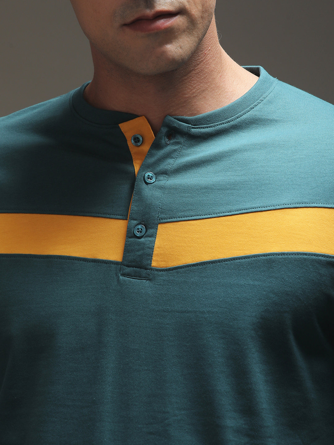Mens Full Sleeve Henley Neck Solid Regular Fit Tshirts