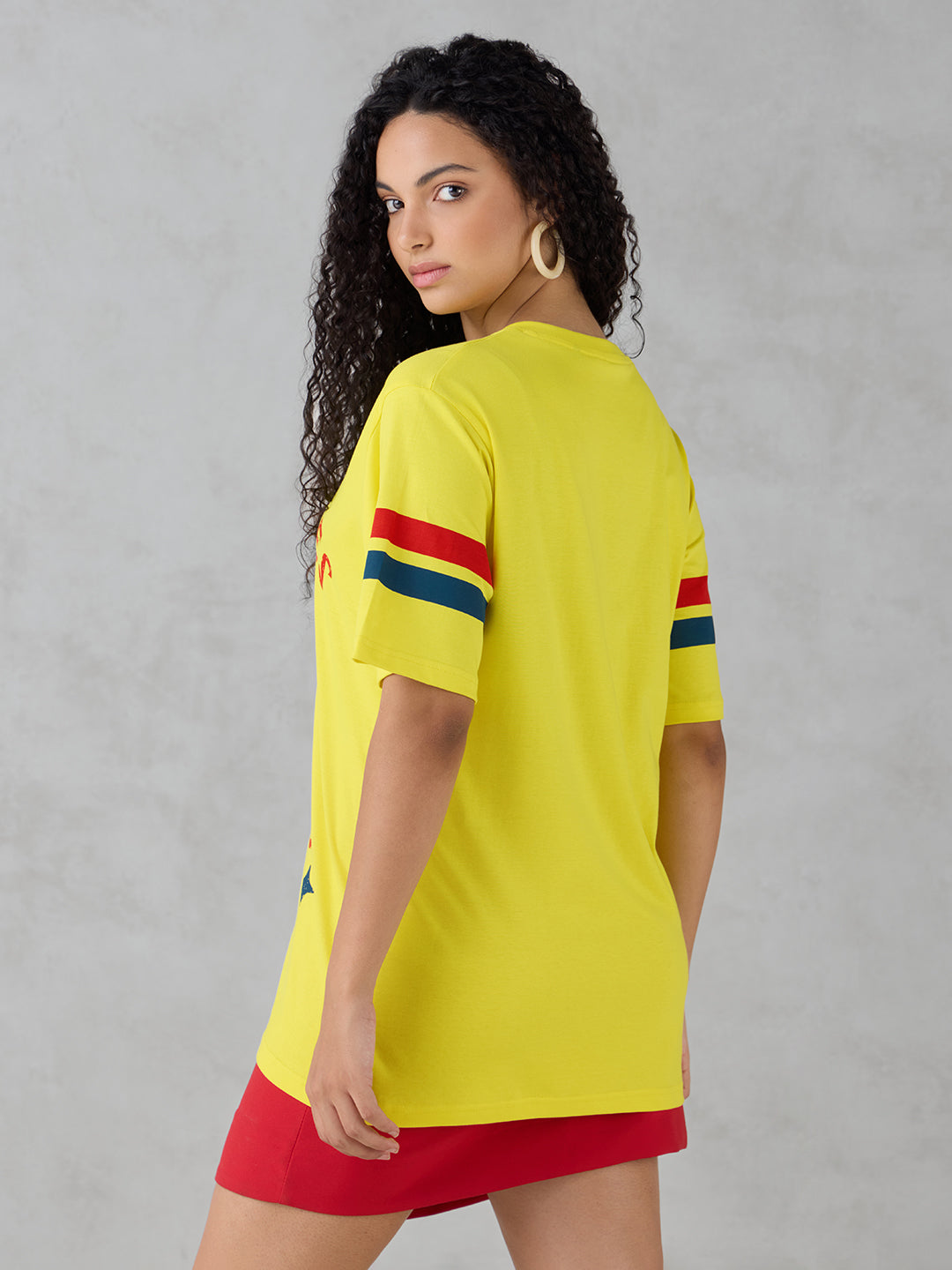 Womens Half Sleeve Printed Oversized Fit V-Neck Tshirt