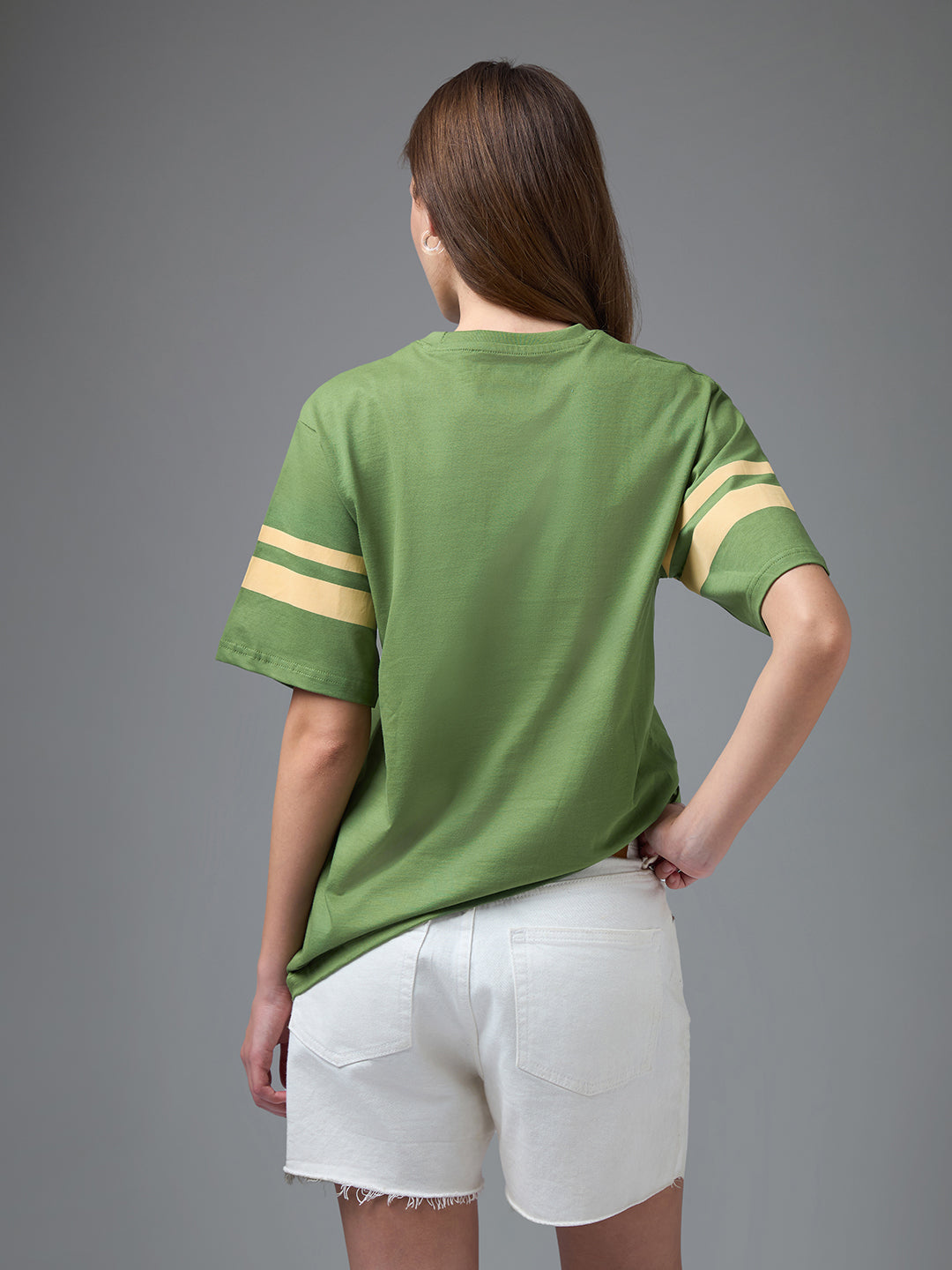 Womens Printed Round Neck Oversized Fit Tshirt