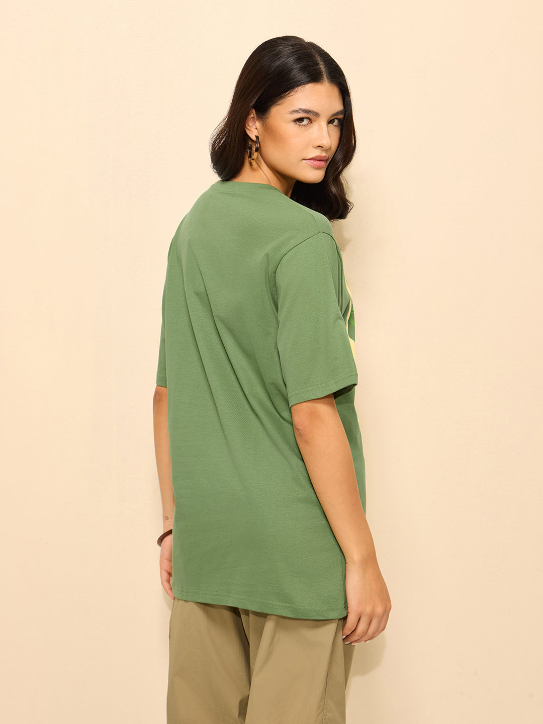 Womens Printed Oversized Fit Cotton T-Shirt