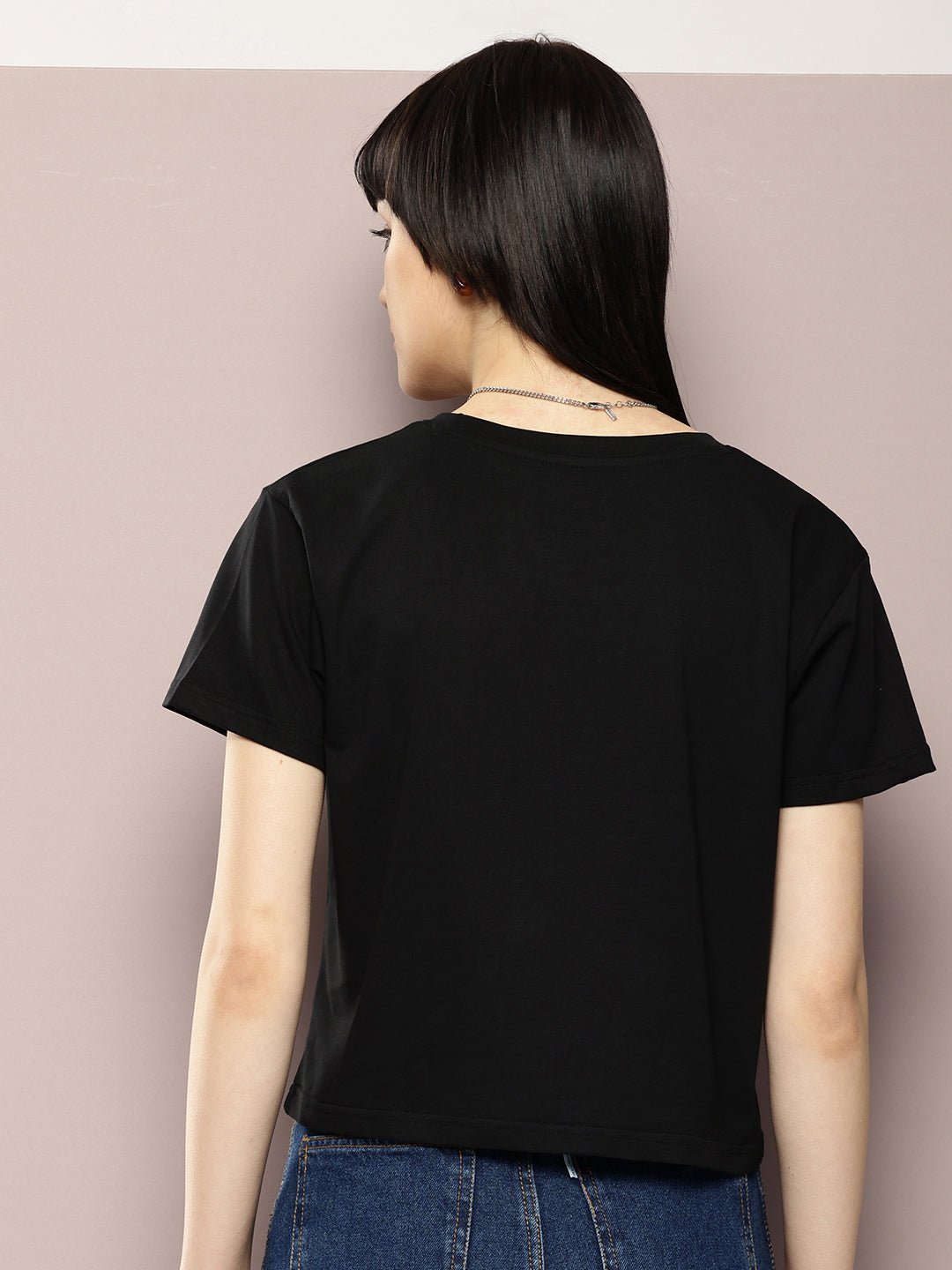 Womens Half Sleeve Round Neck Solid Boxy Fit Tshirts