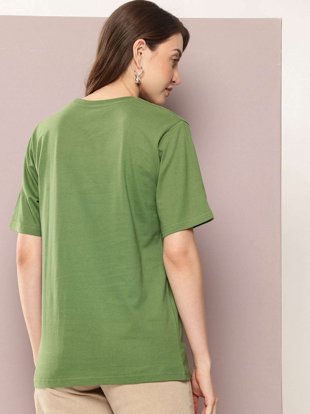 Womens Half Sleeve Round Neck Printed Oversized Fit Tshirts
