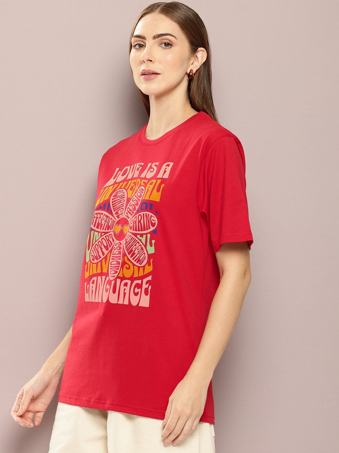 Womens Half Sleeve Round Neck Oversized Fit T-Shirts