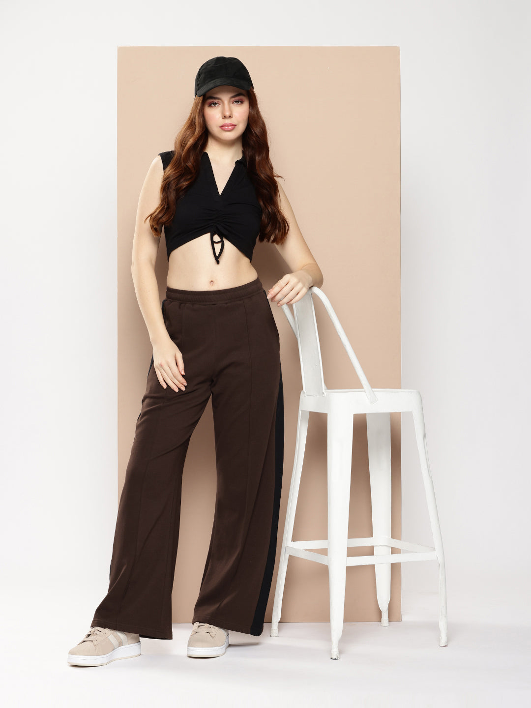 Women Colourblocked Cotton Relaxed Baggy Korean Pants