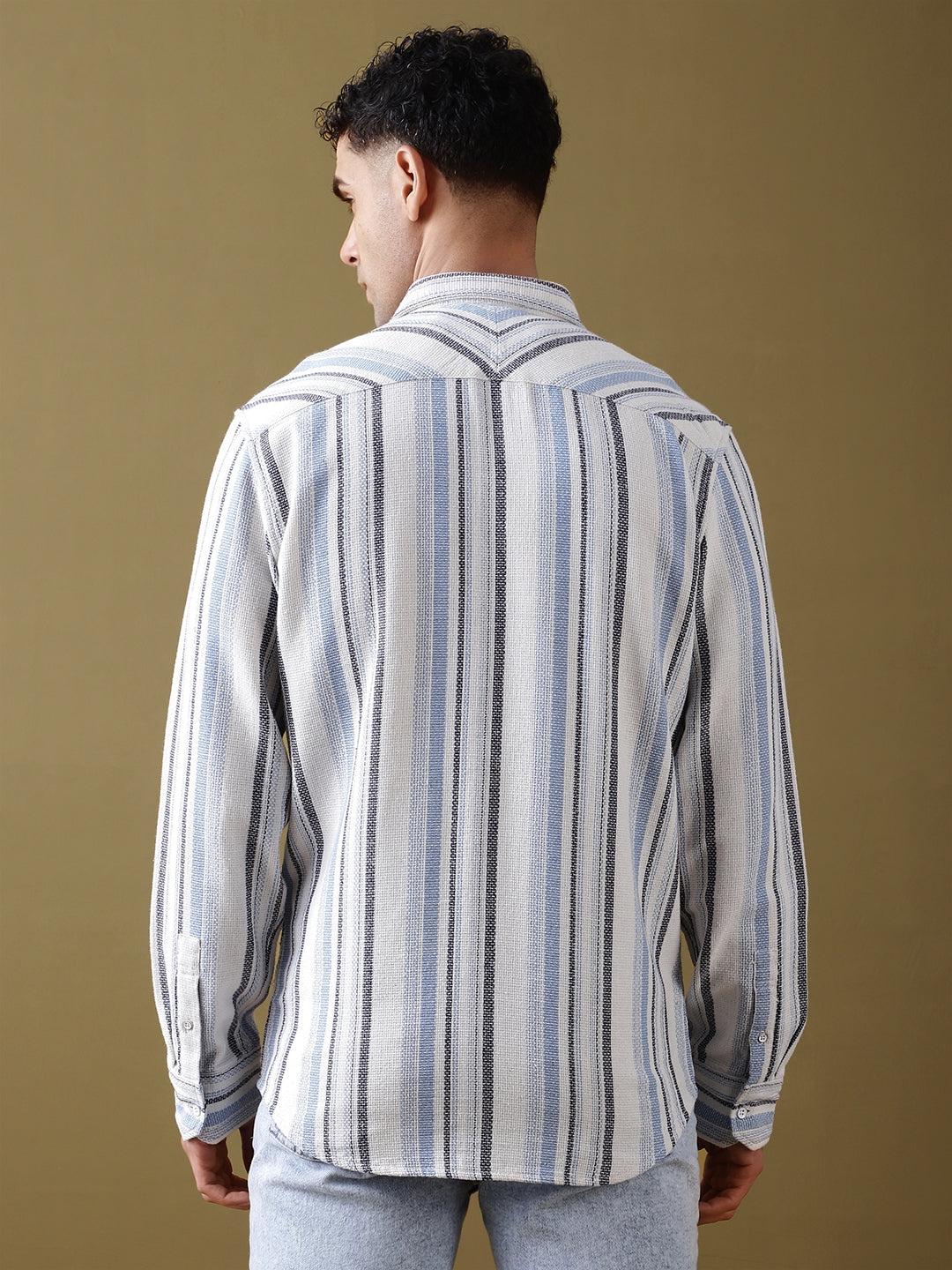 Mens Striped Full Sleeve Shirt With Pocket