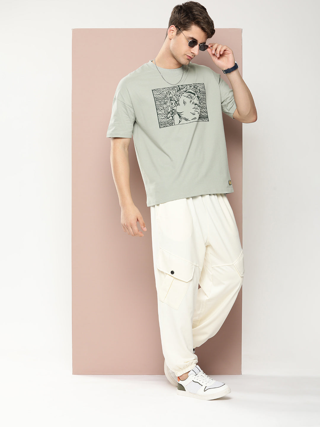 Mens Half Sleeve Drop Shoulder Printed Oversized Fit T-Shirts