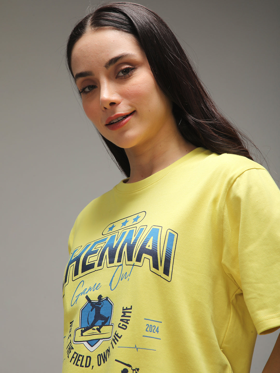 Womens Half Sleeve Round Neck Printed Oversized Fit Tshirts