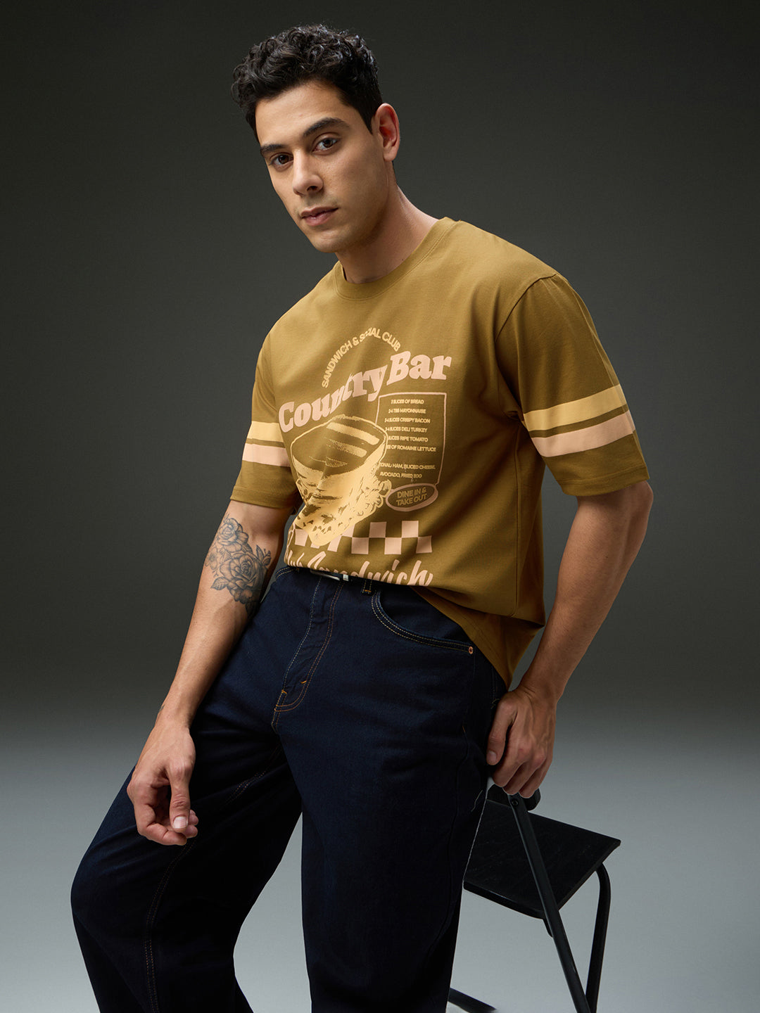 Mens Round Neck Half Sleeve Printed Oversized Fit Tshirt