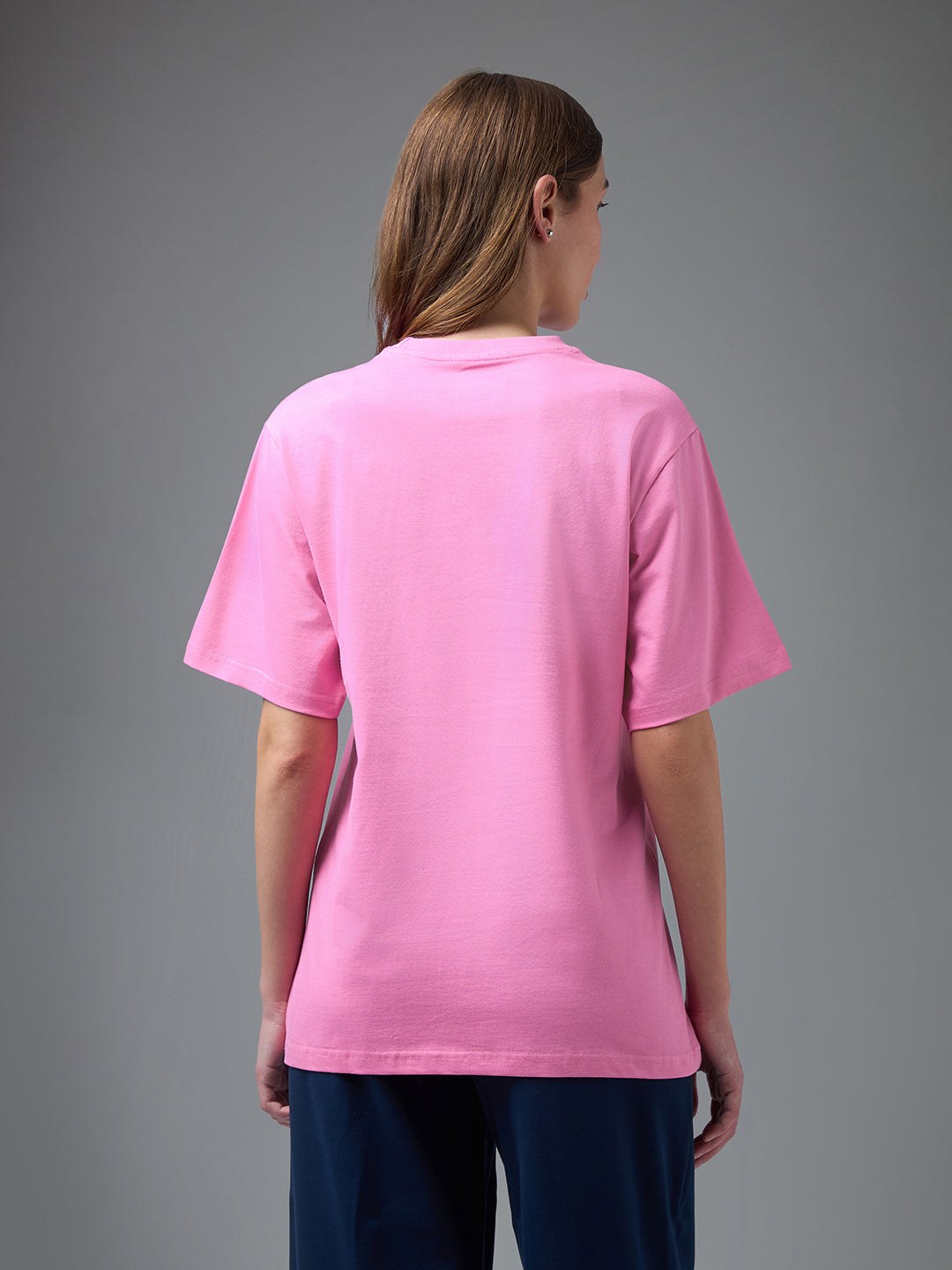 Womens Printed Round Neck Oversized Fit Tshirt