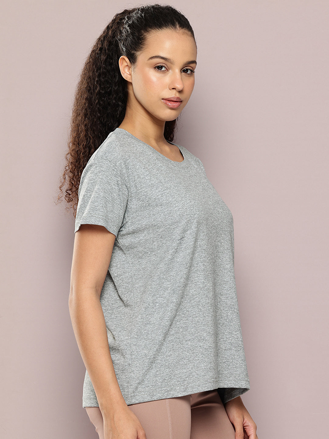 Womens Half Sleeve Round Neck Solid Boxy Fit Tshirts