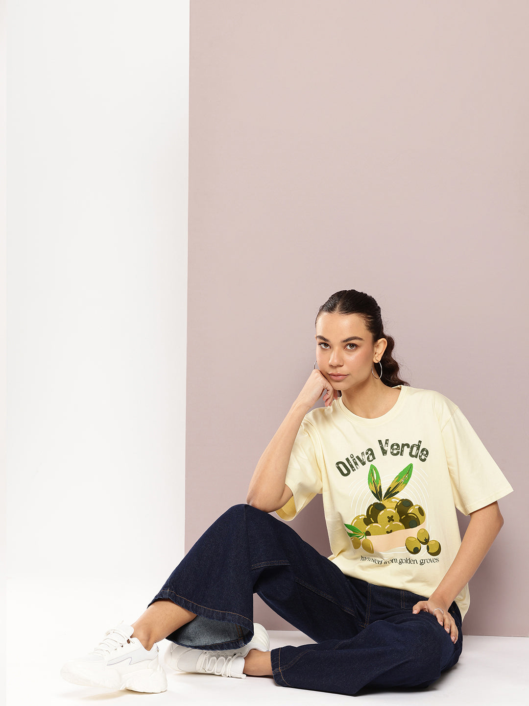 Womens Half Sleeve Round Neck Printed Oversized Fit Tshirts