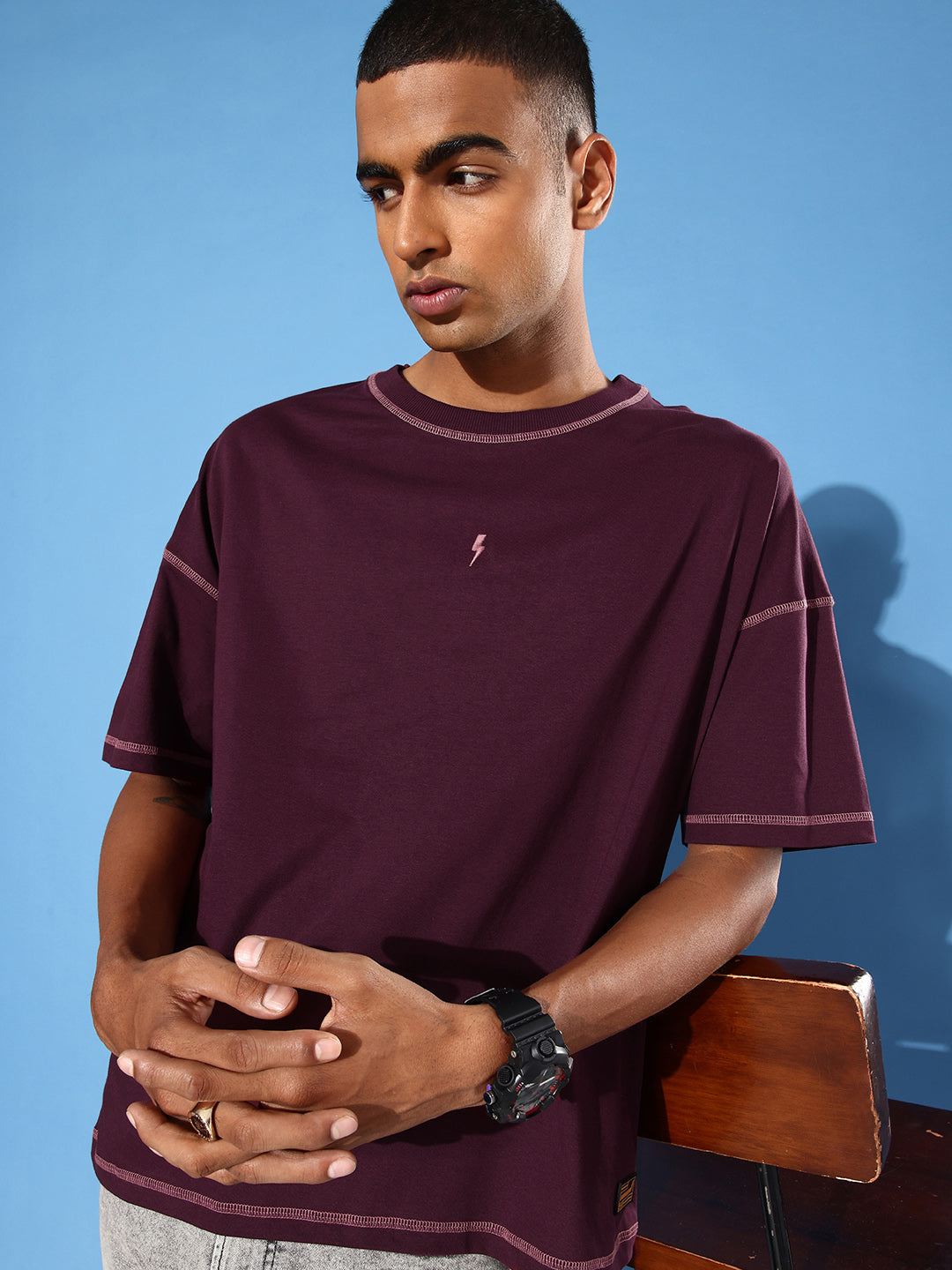 Mens Half Sleeve Drop Shoulder Plain Oversized Fit T-Shirts