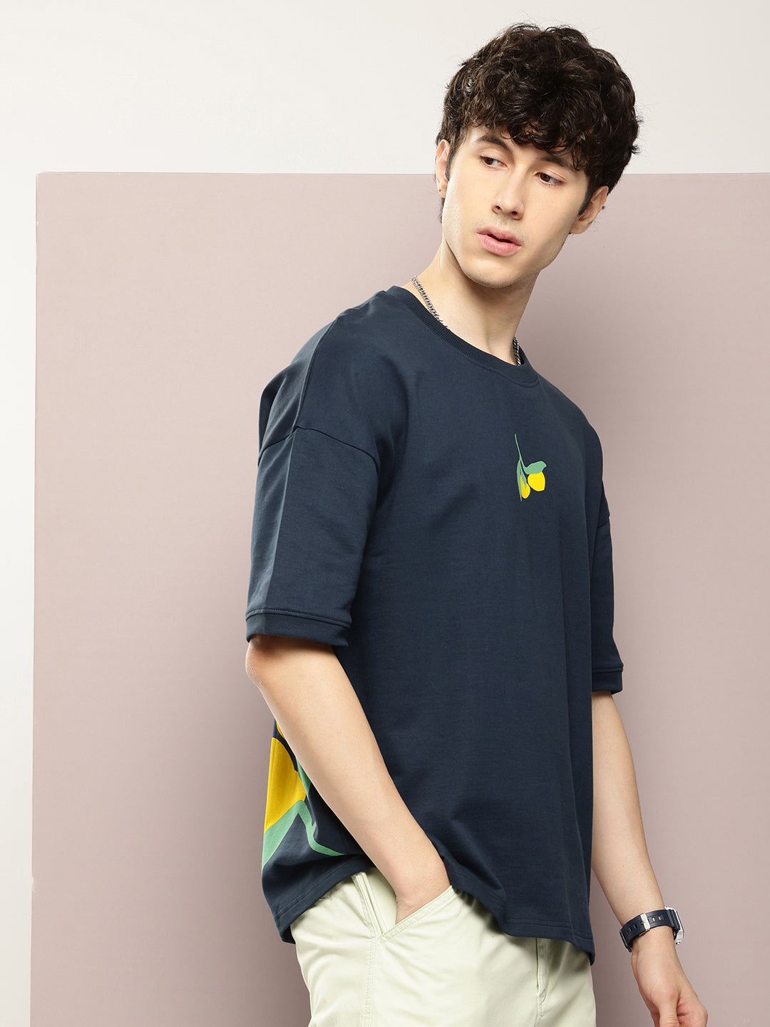 Mens Half Sleeve Round Neck Back Printed Oversized Fit Tshirts