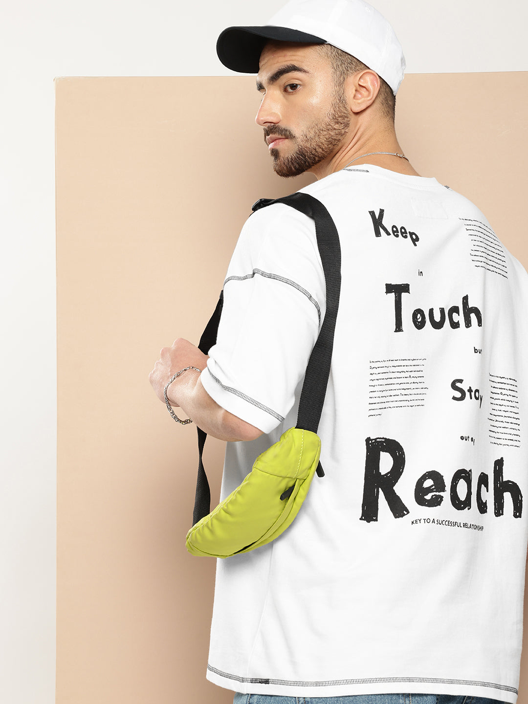 Mens Half Sleeve Round Neck Back Printed Oversized Fit Tshirts