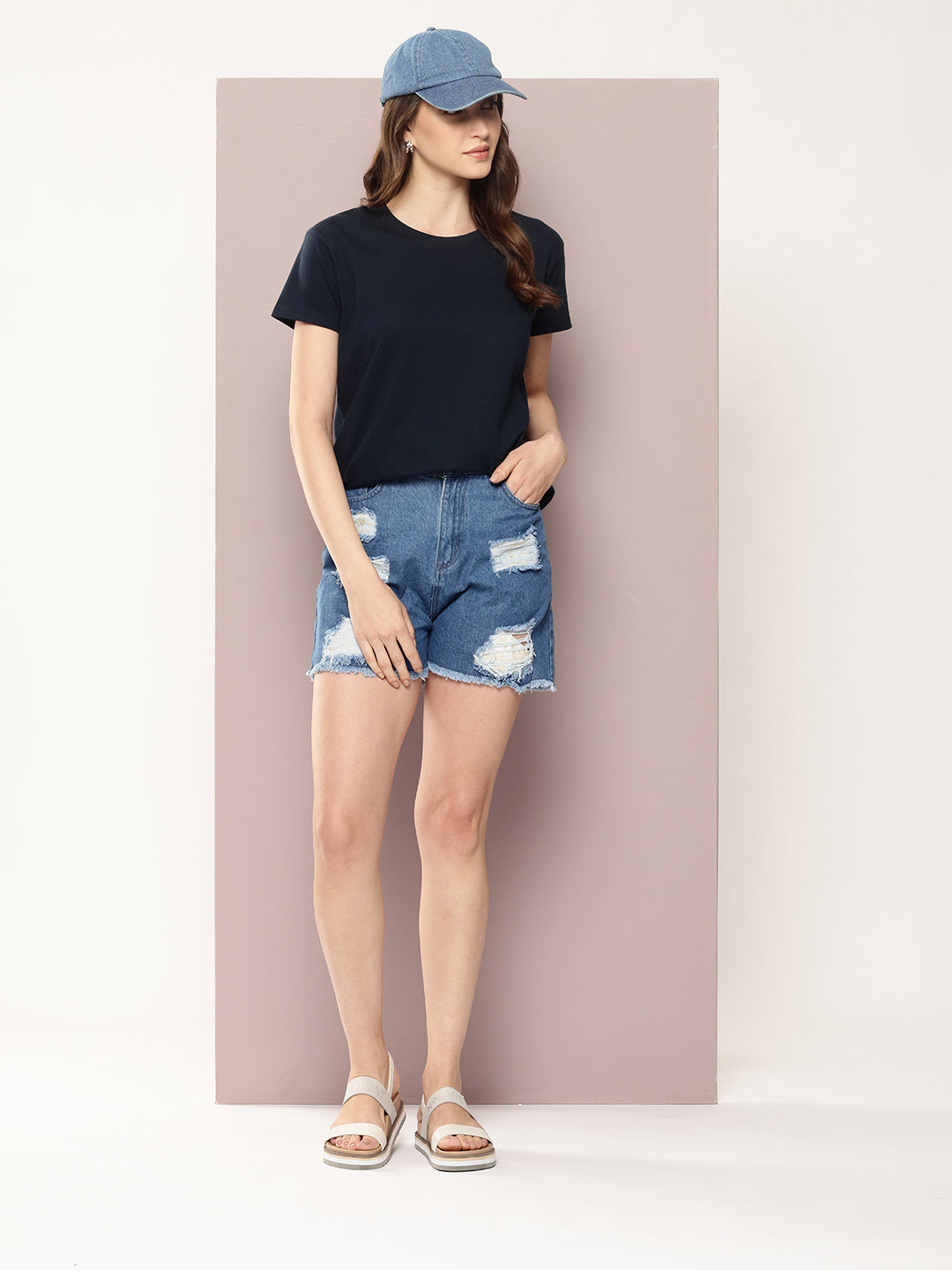 Womens Half Sleeve Round Neck Solid Boxy Fit Tshirts