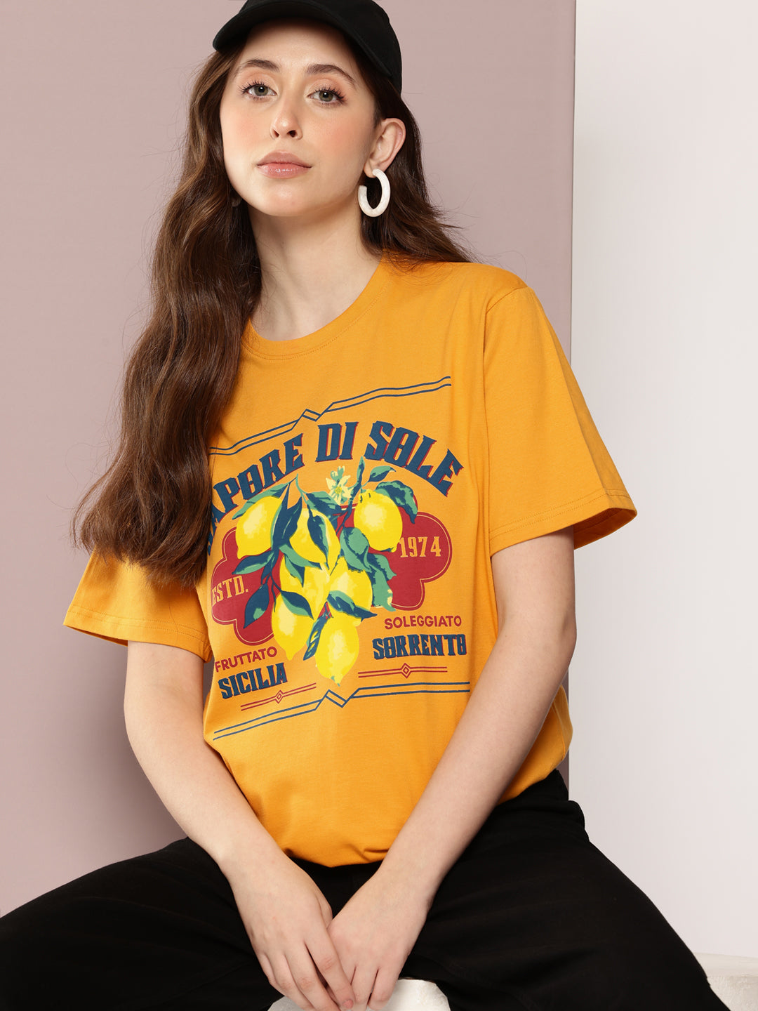 Womens Half Sleeve Round Neck Printed Oversized Fit Tshirts
