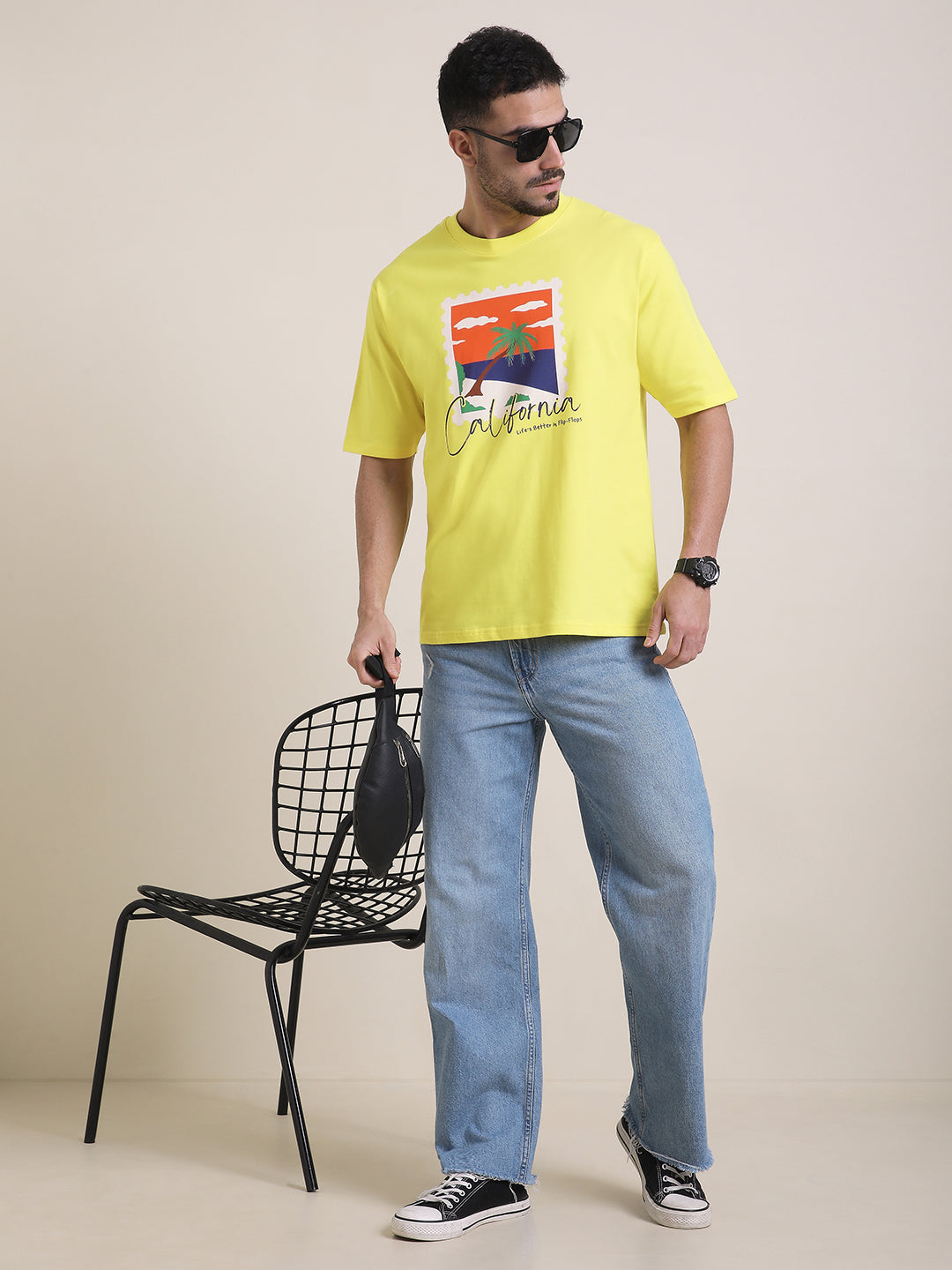 Mens Half Sleeve Round Neck Printed Oversized Fit Tshirts