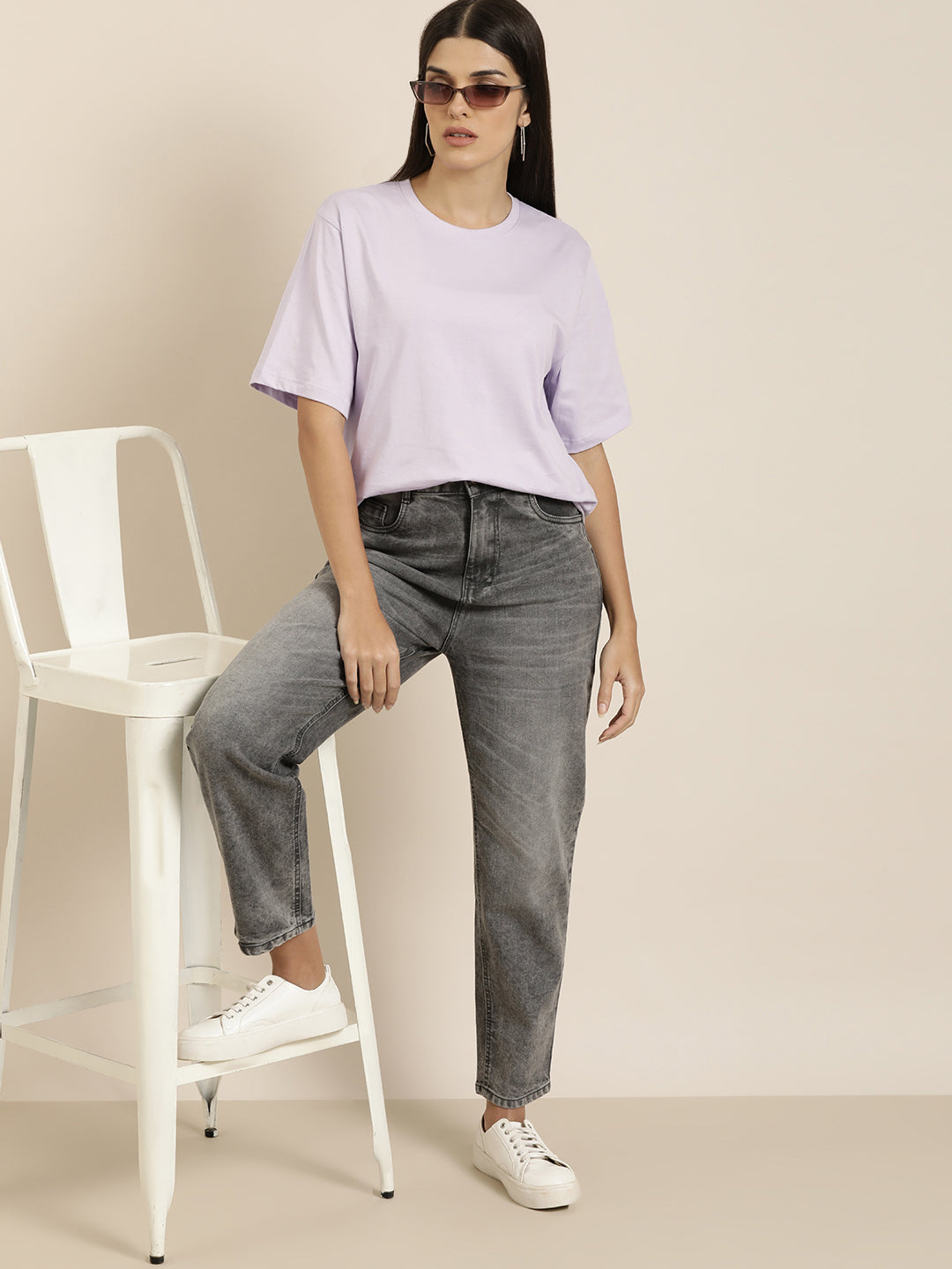 Womens Half Sleeve Round Neck Oversized Fit T-Shirts