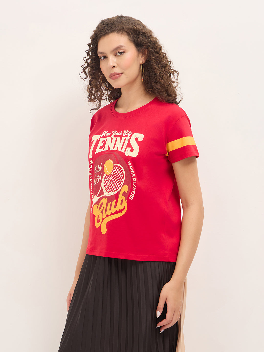 Womens Half Sleeve Round Neck Printed Boxy Fit Tshirts