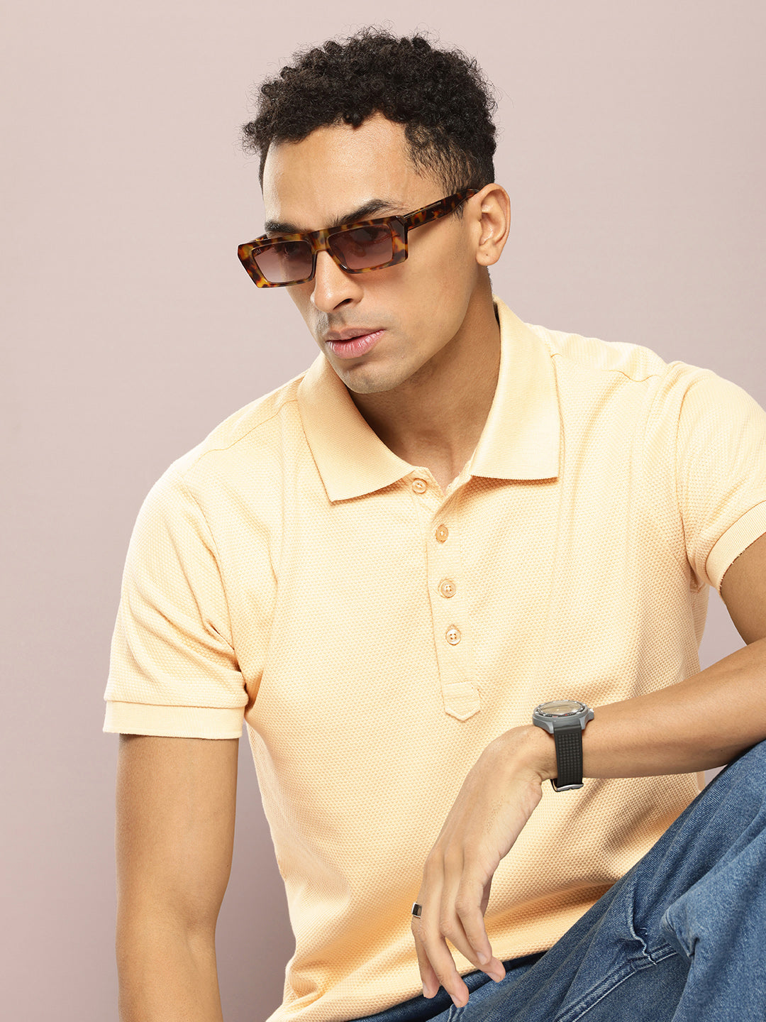 Mens Half Sleeve Polo Neck Solid Regular Fit Tshirts