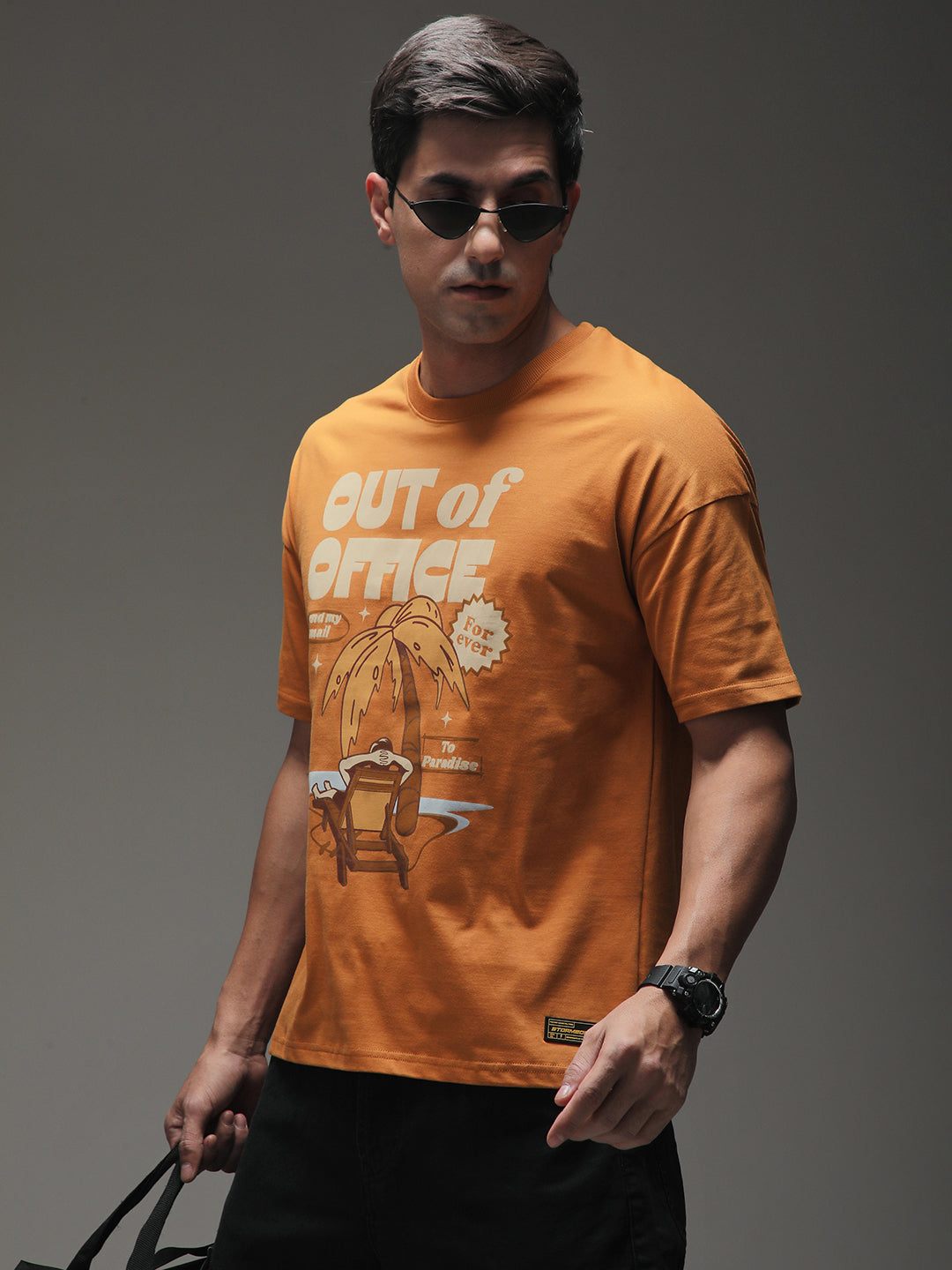 Mens Half Sleeve Drop Shoulder Printed Oversized Fit T-Shirts