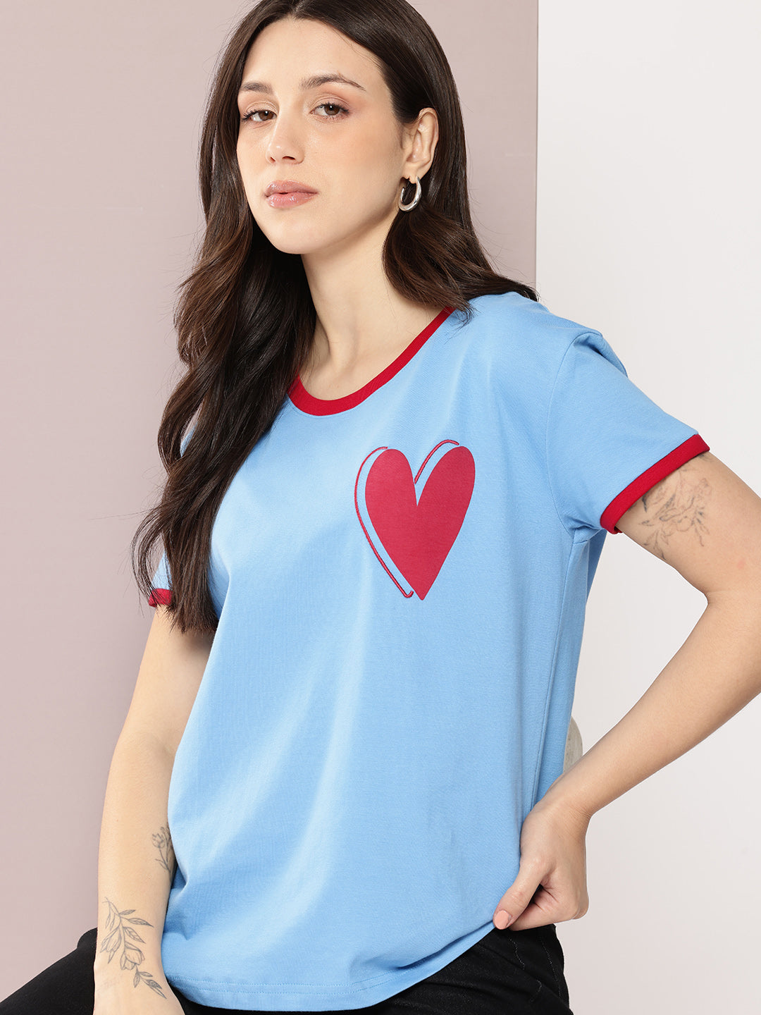 Womens Half Sleeve Round Neck Embroidered Boxy Fit Tshirts