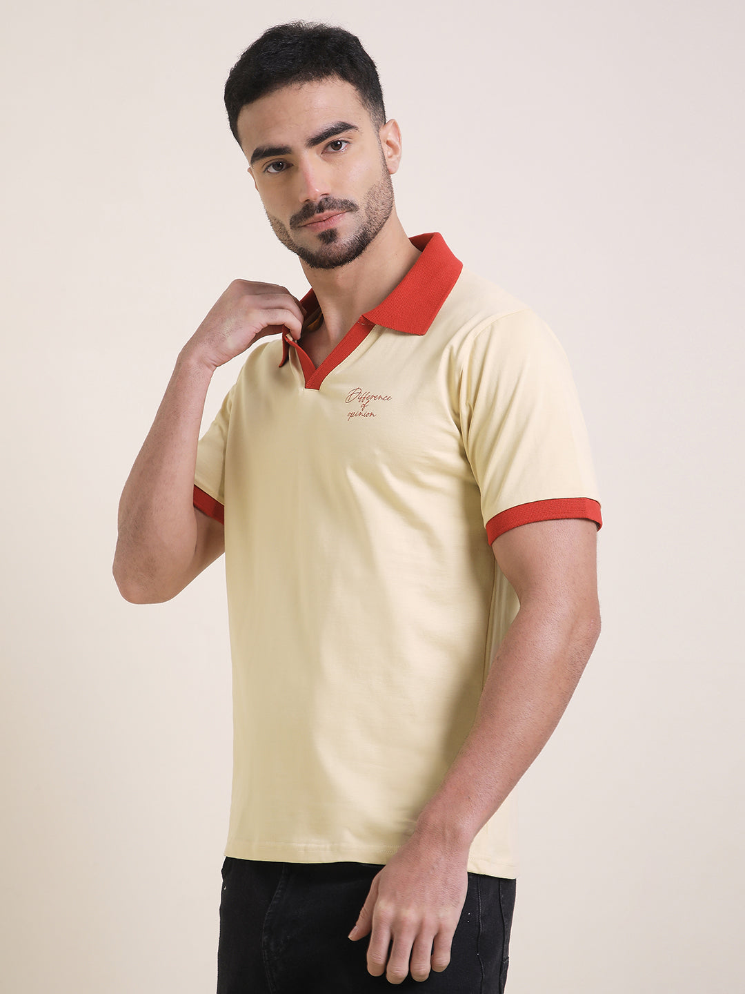 Mens Half Sleeve Polo Neck Back Printed Relaxed Fit Tshirts